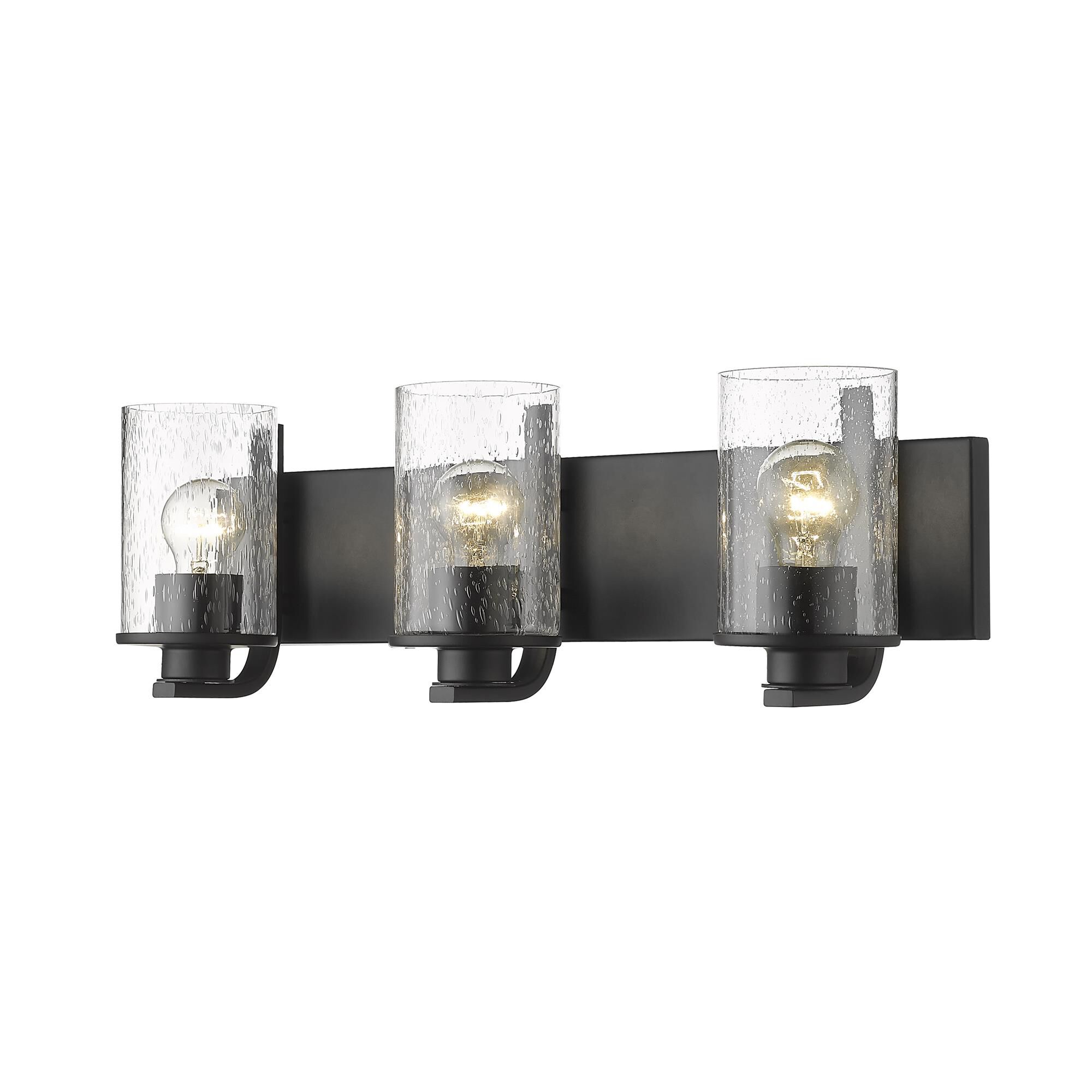 Shown in Matte Black finish and Glass shade