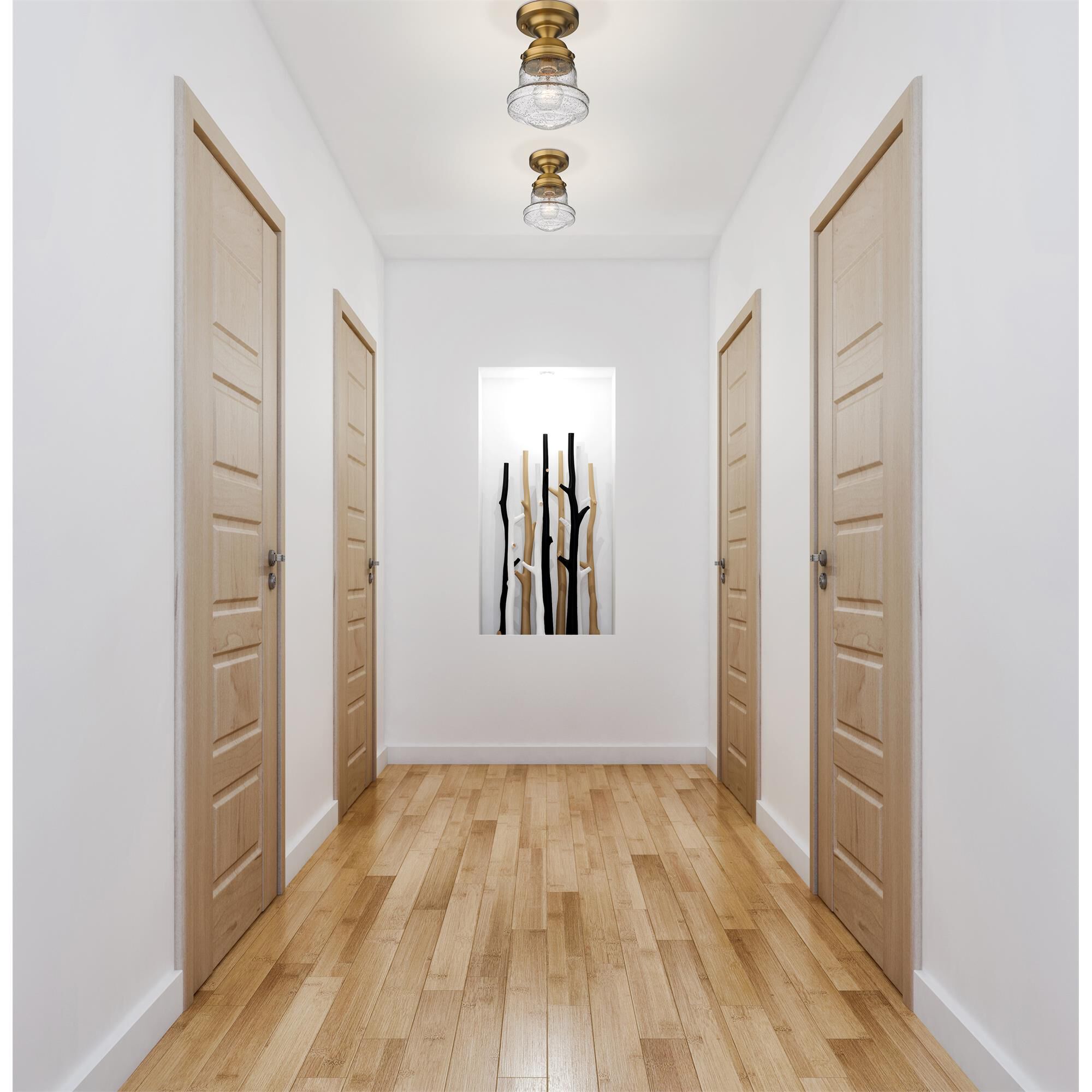 Shown in Heritage Brass finish and Clear Seedy glass and Clear Seedy shade