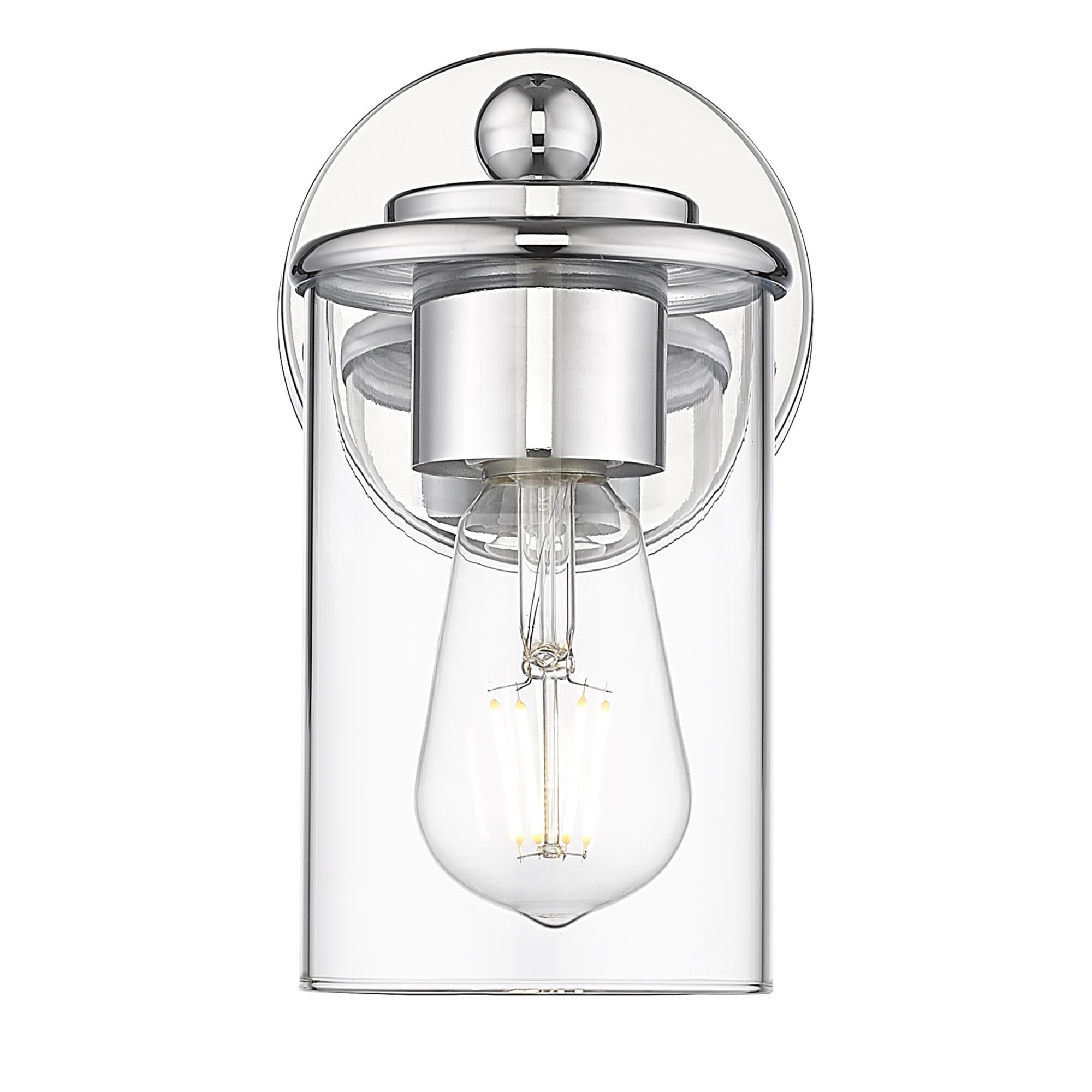 Shown in Chrome finish and Clear glass and Clear shade