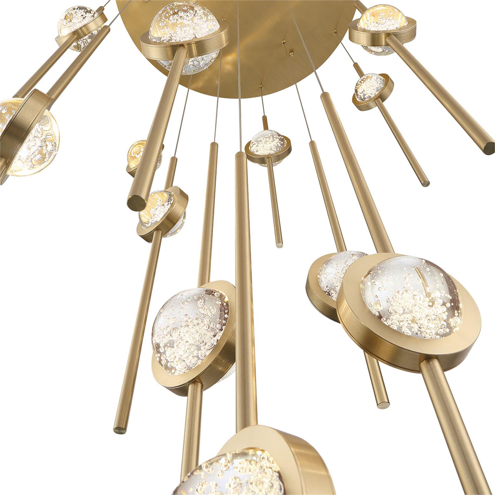 Shown in Brass Anodized Aluminum finish and Clear Seeded Orb glass and Aluminum Rods shade