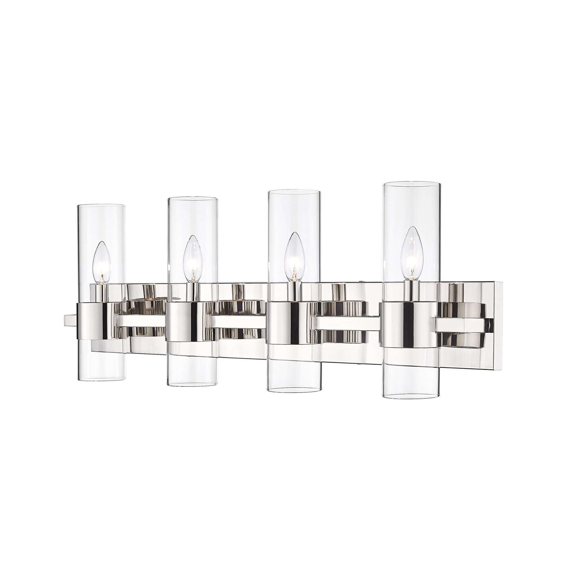 Shown in Polished Nickel finish and Clear glass