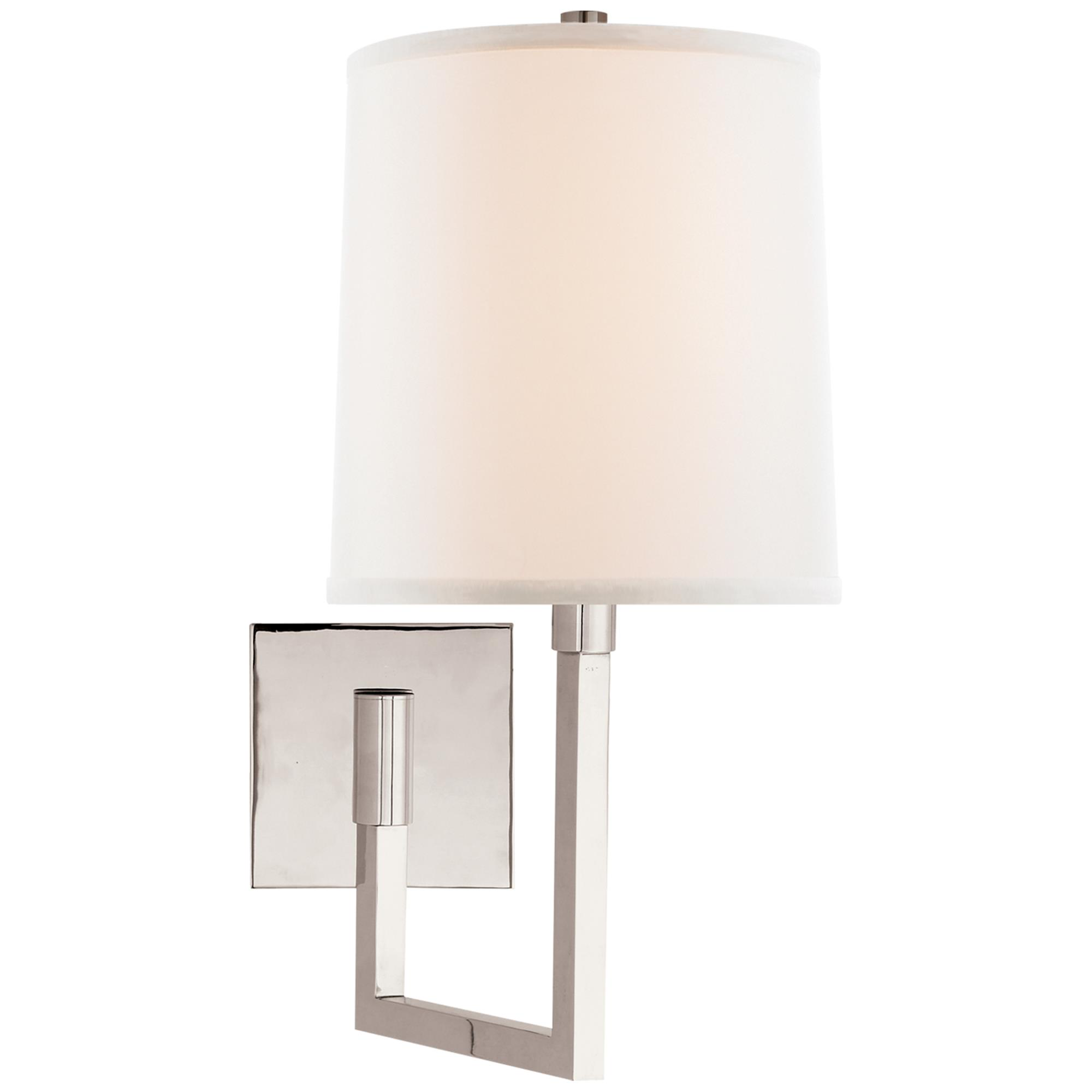 Shown in Polished Nickel finish and Linen shade