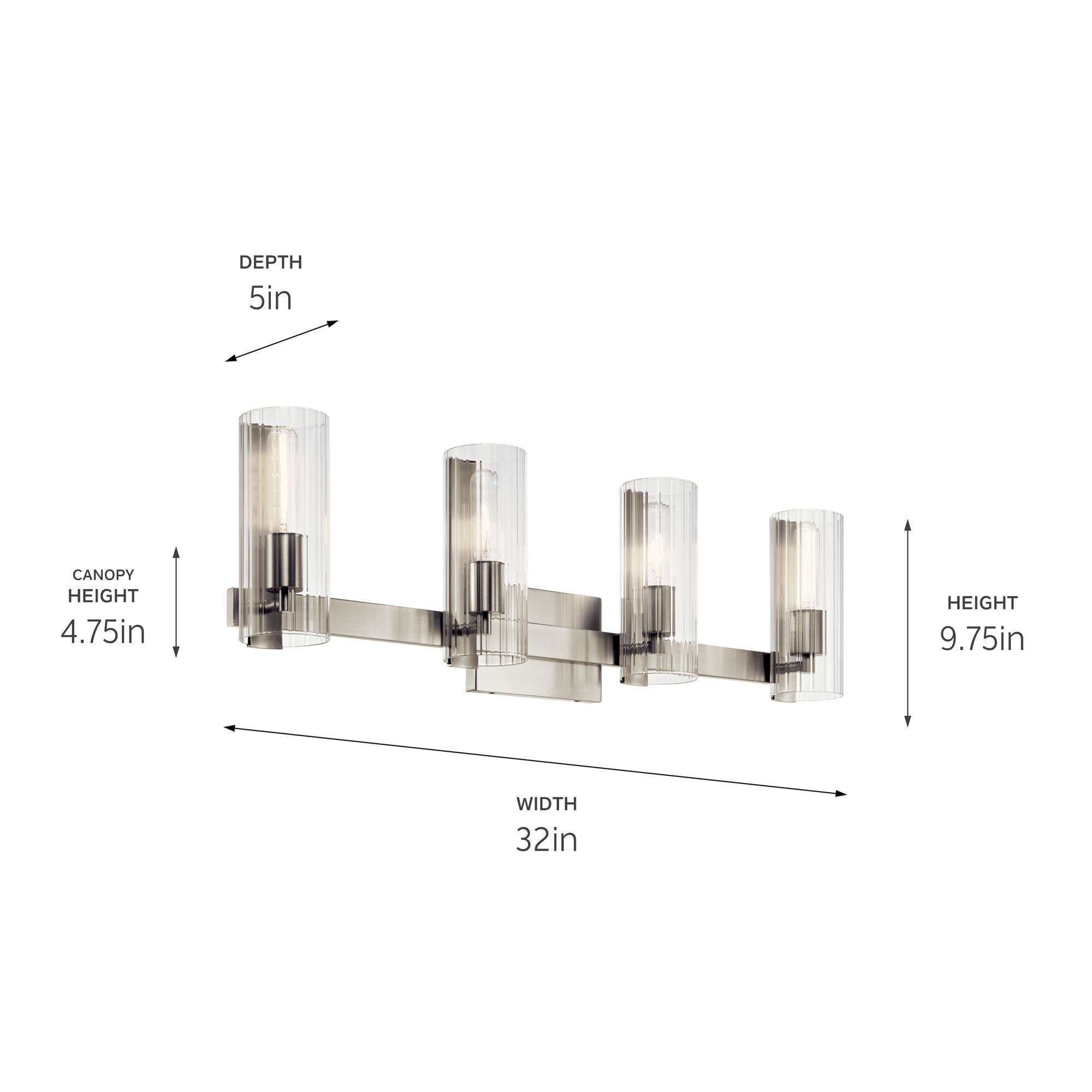Shown in Brushed Nickel finish and Clear Fluted glass