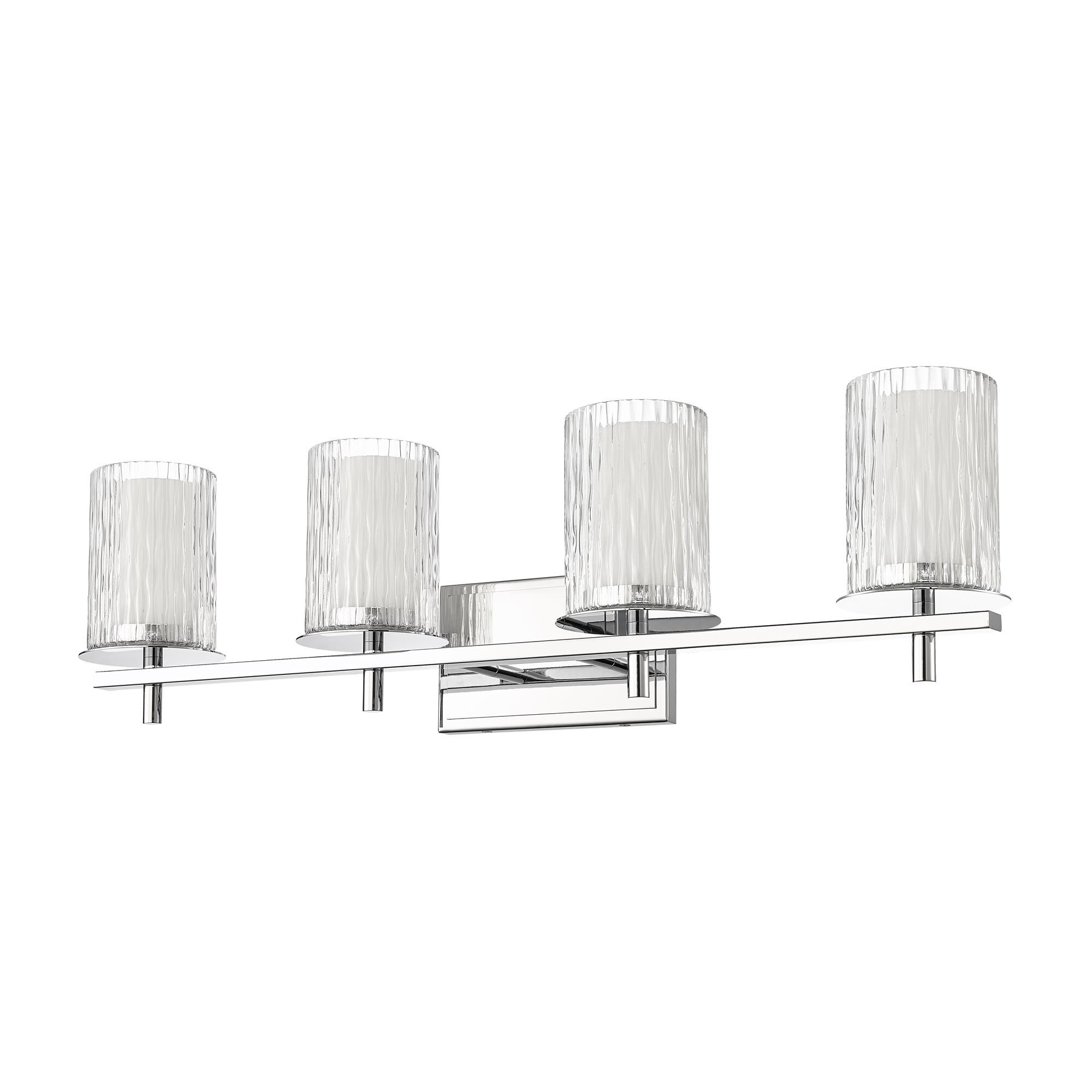 Shown in Chrome finish and Clear and Etched Opal glass