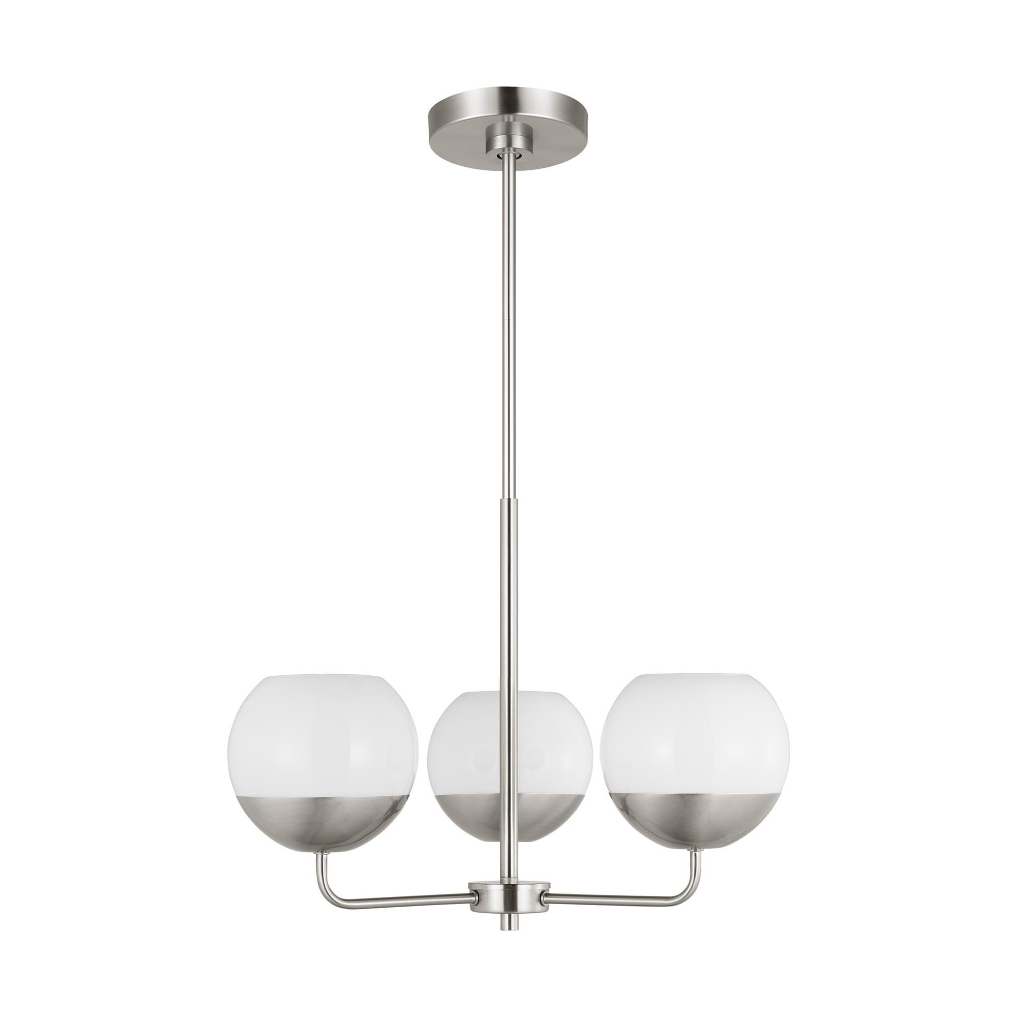 Shown in Brushed Nickel Silver finish and Milk glass and Milk Glass s shade