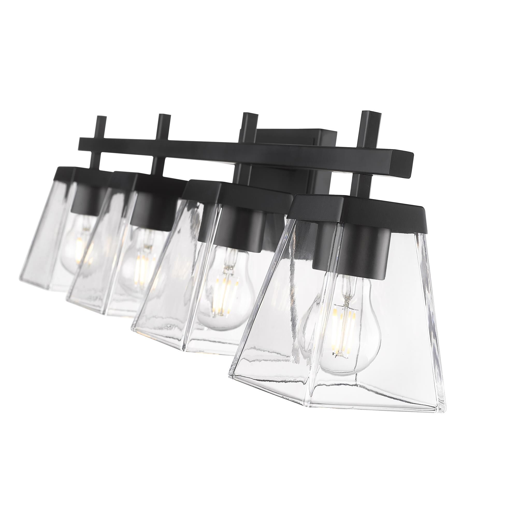 Shown in Matte Black finish and Clear glass
