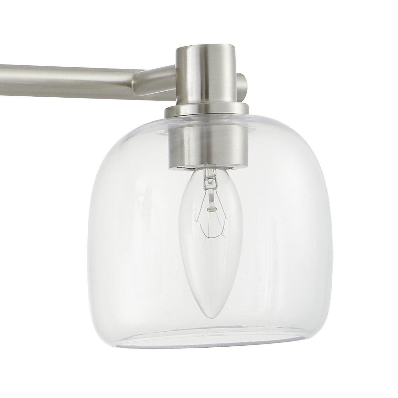 Shown in Brushed Nickel finish and Clear glass