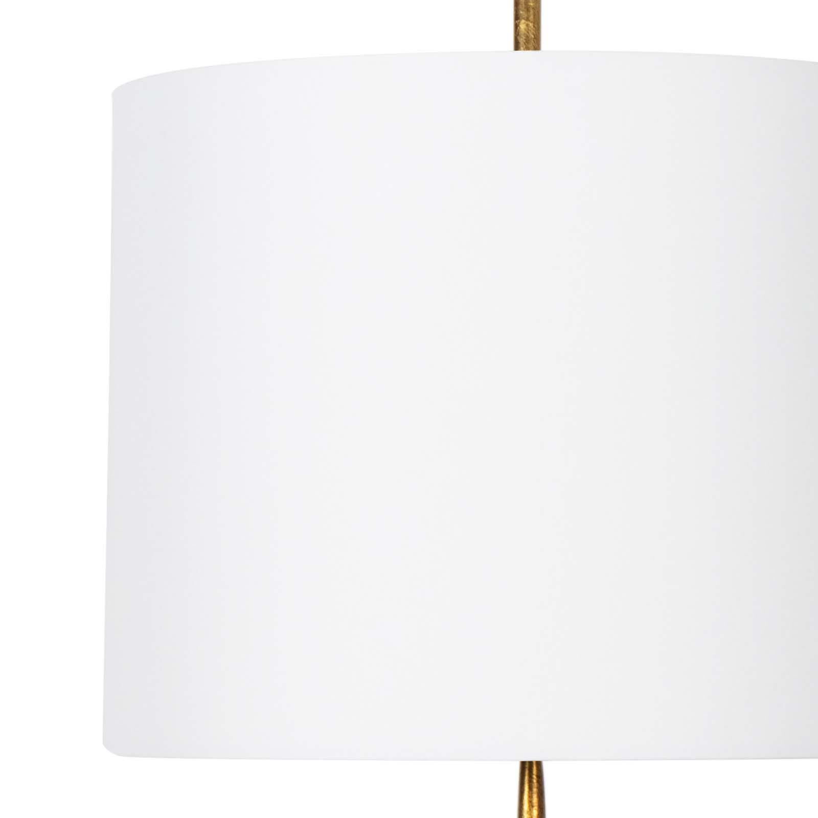 Shown in Antique Gold Leaf finish and Linen shade