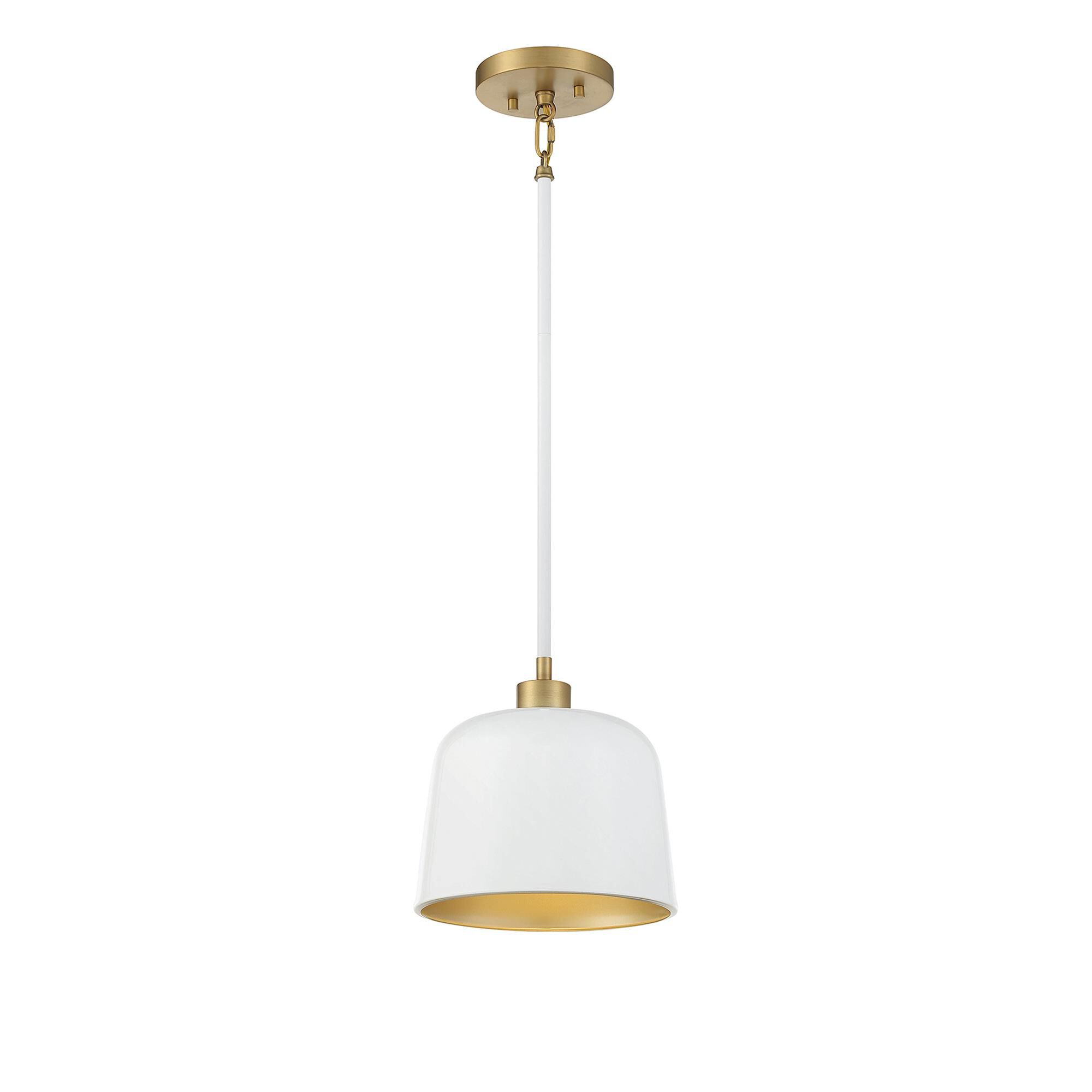 Shown in White With Natural Brass finish and White Metal shade