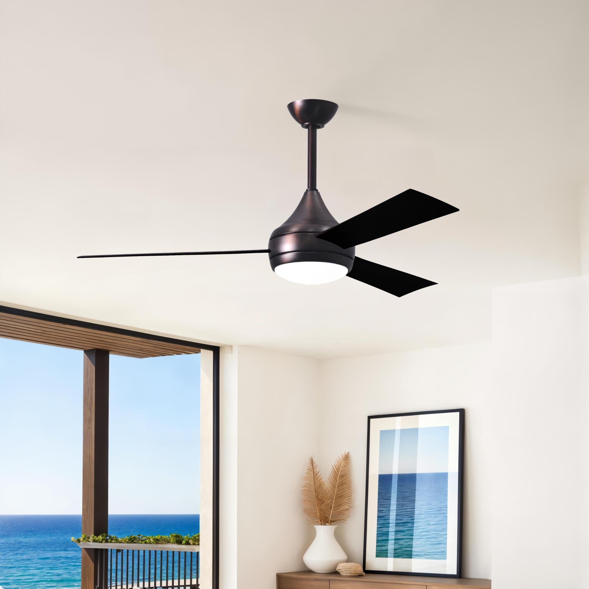 Donaire Outdoor Coastal Wet Rated 52 Inch Ceiling Fan with Light Kit by Matthews Fan Company