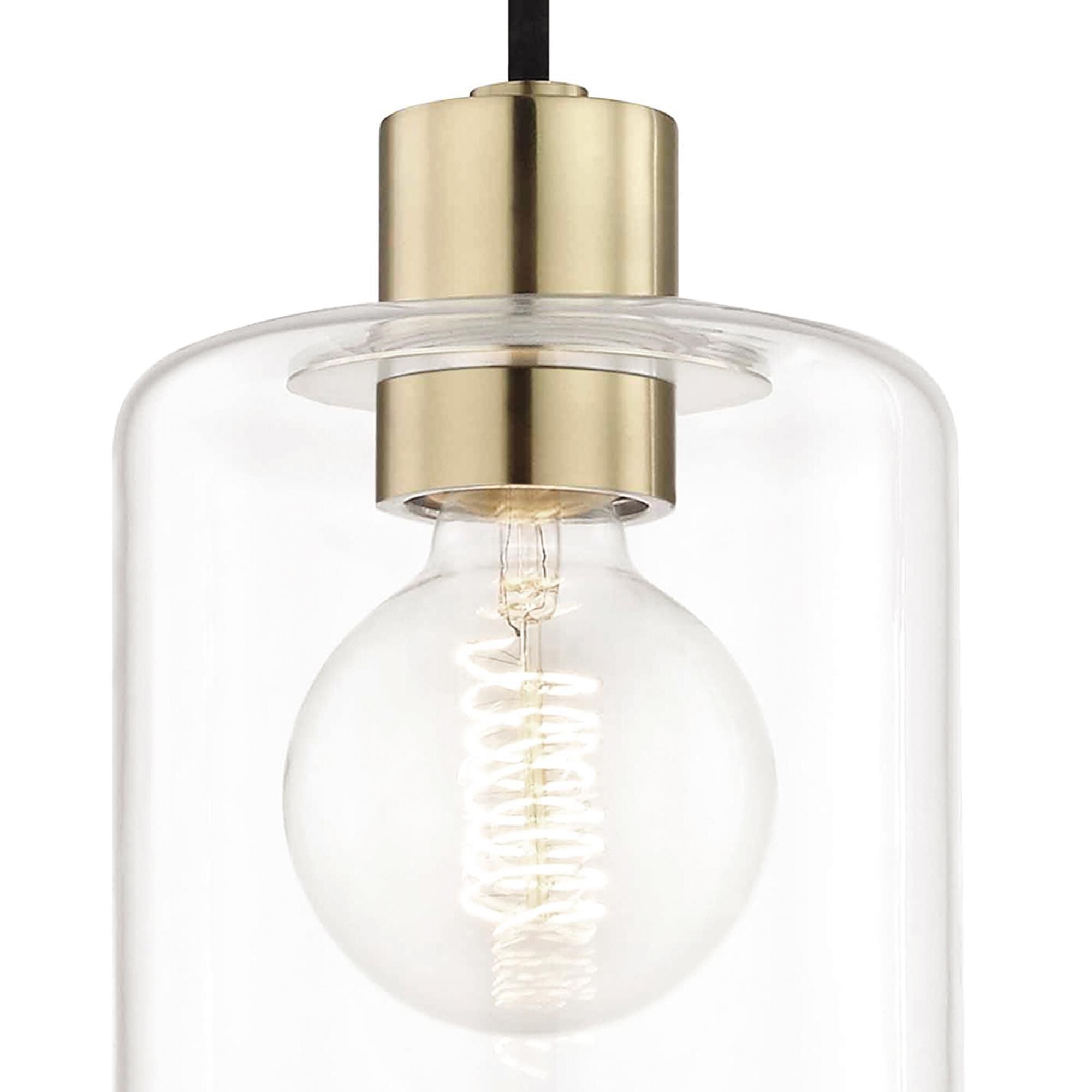 Shown in Aged Brass finish and Opal Etched glass