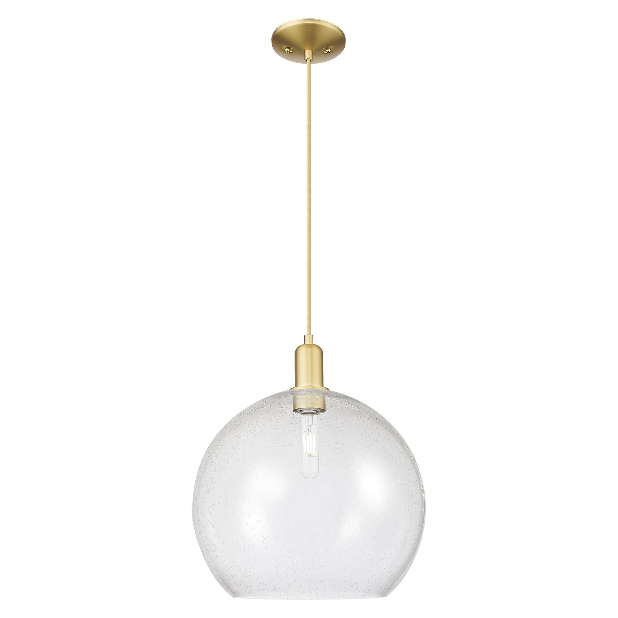 Shown in Satin Gold finish and Seedy glass