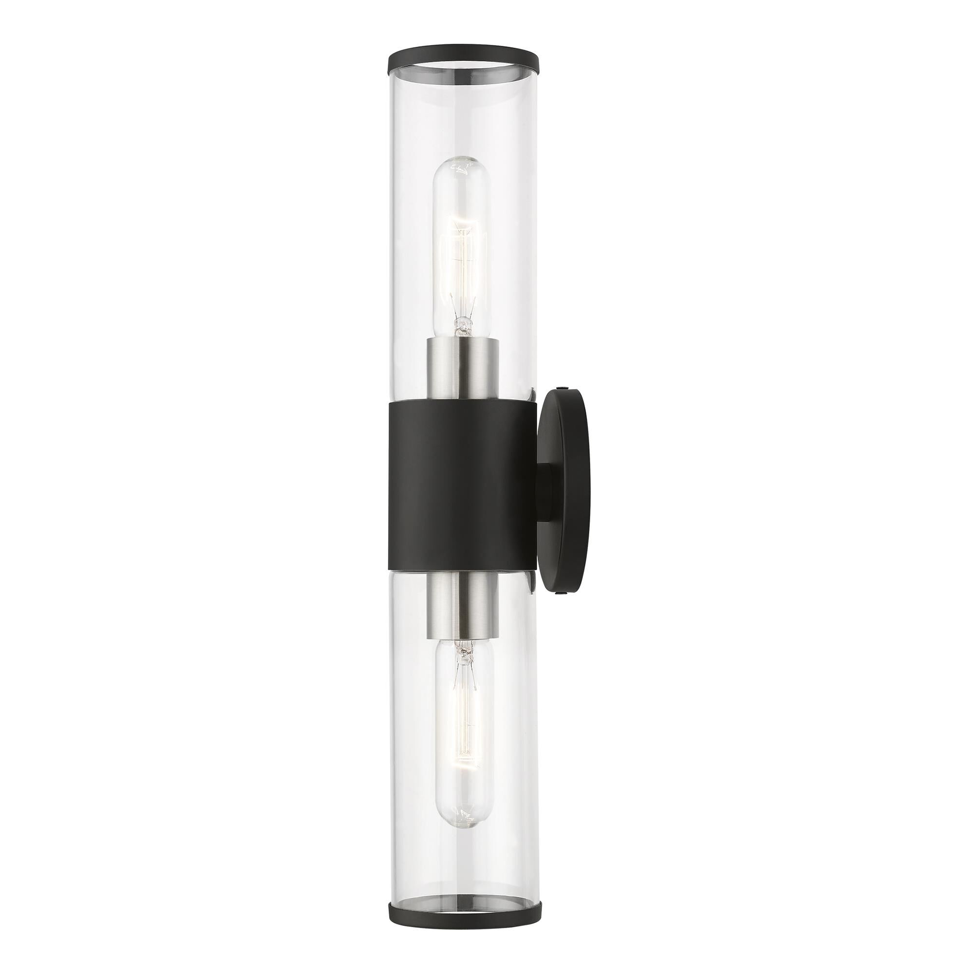 Shown in Black With Brushed Nickel Accent finish and Clear glass and Clear Glass shade