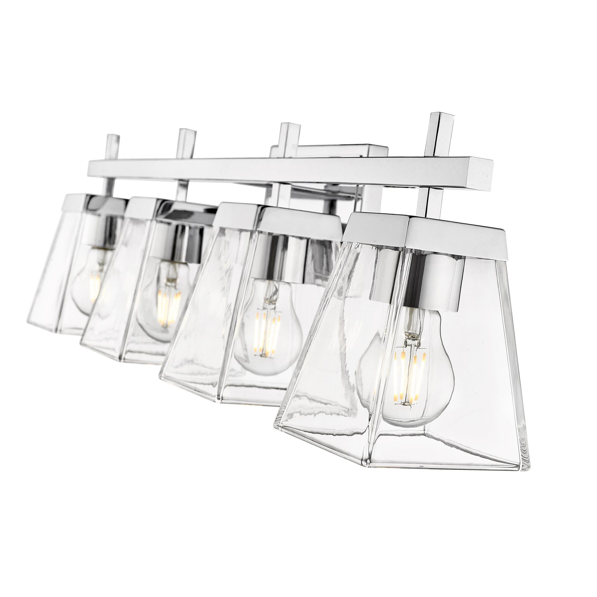 Shown in Chrome finish and Clear glass