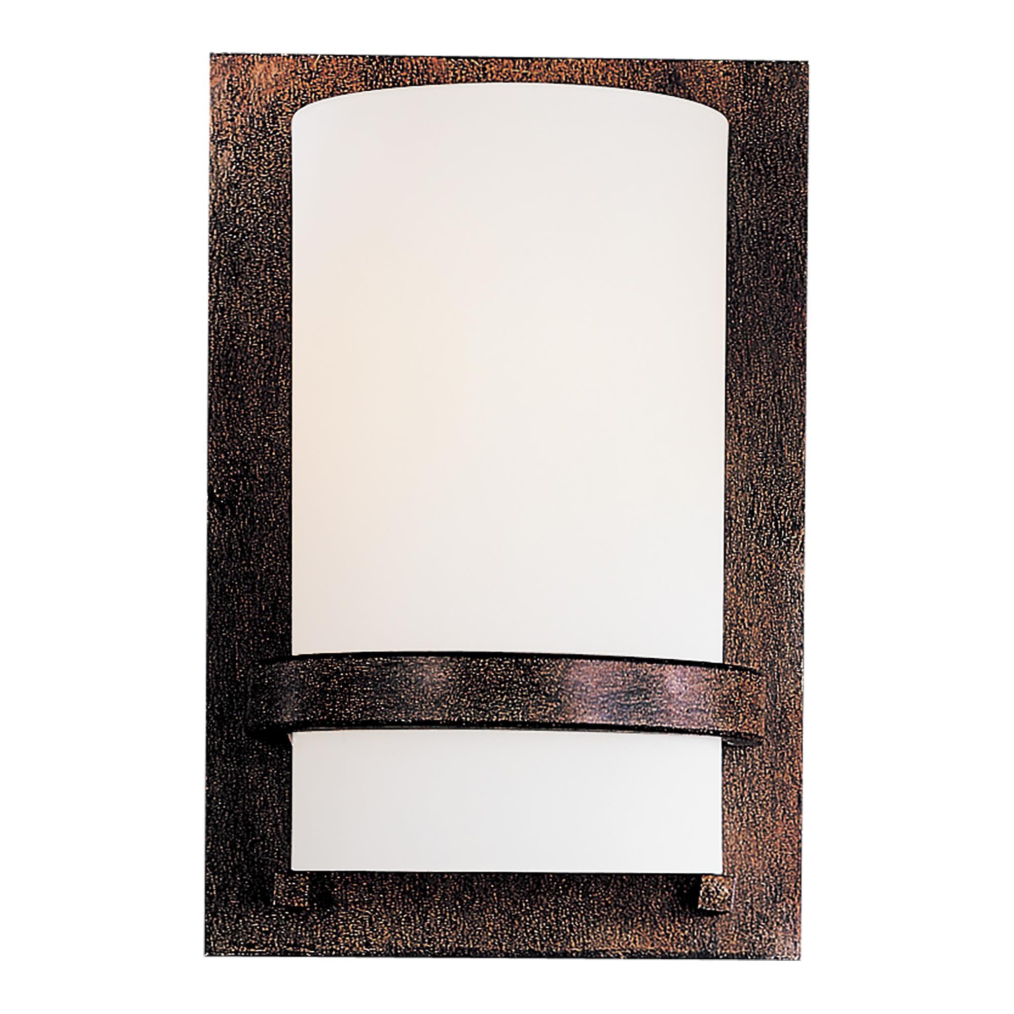 Shown in Iron Oxide finish and Etched White glass