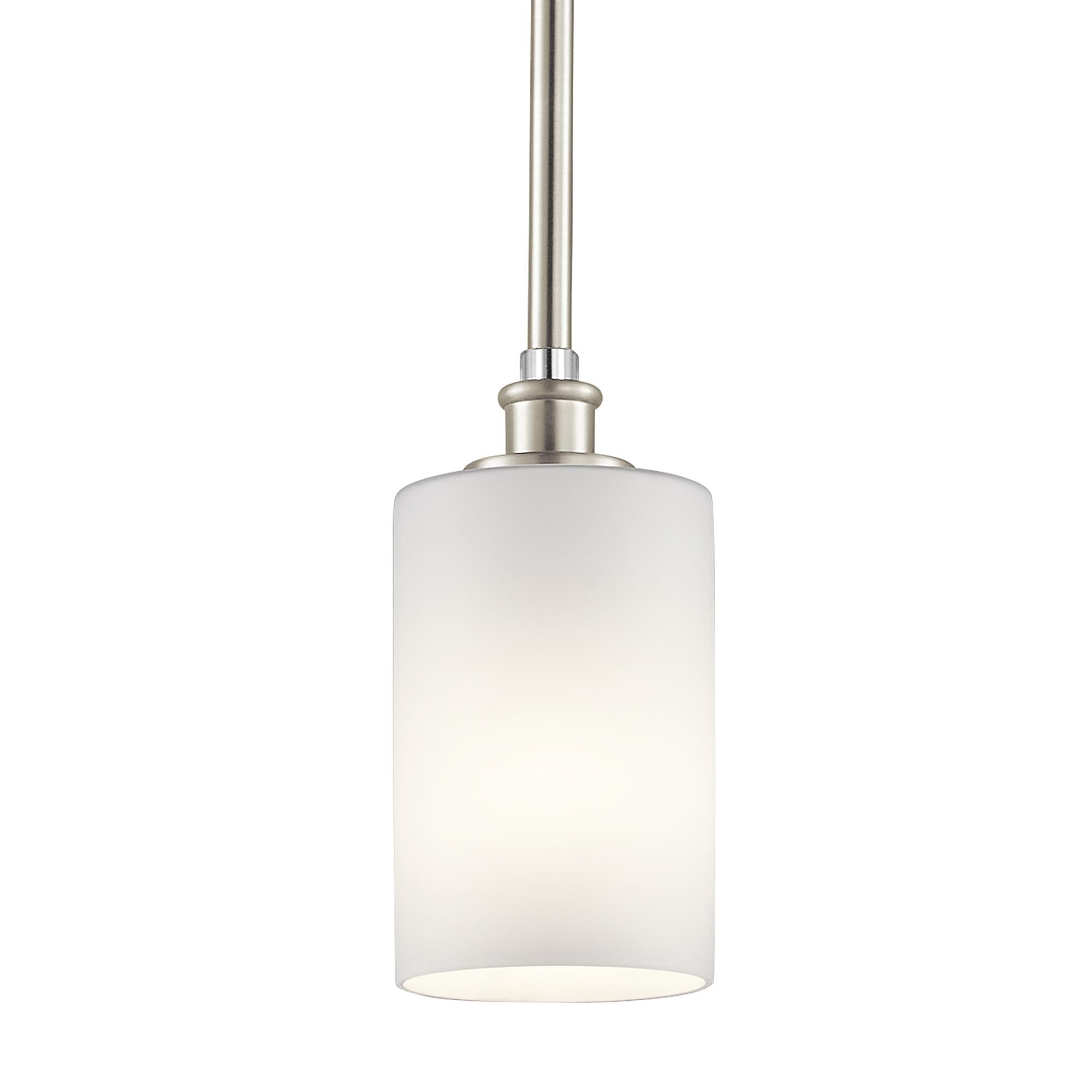 Shown in Brushed Nickel finish and Satin Etched Cased Opal glass