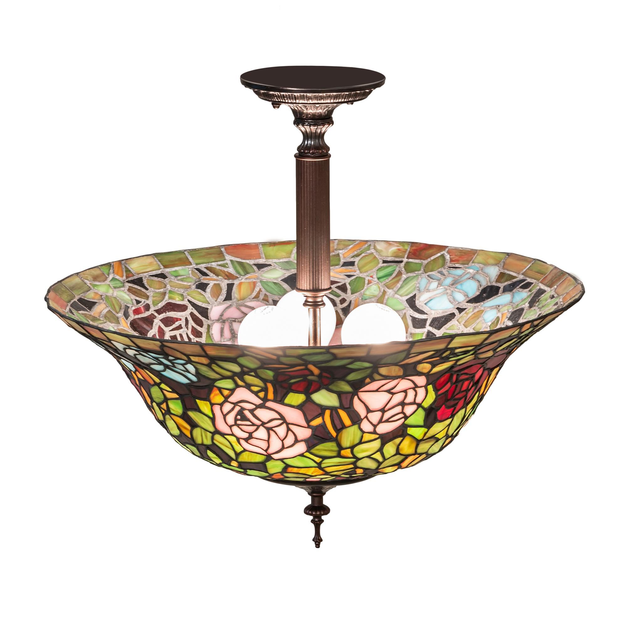 Tiffany Rosebush 19 Inch 1 Light Semi Flush Mount by Meyda Lighting