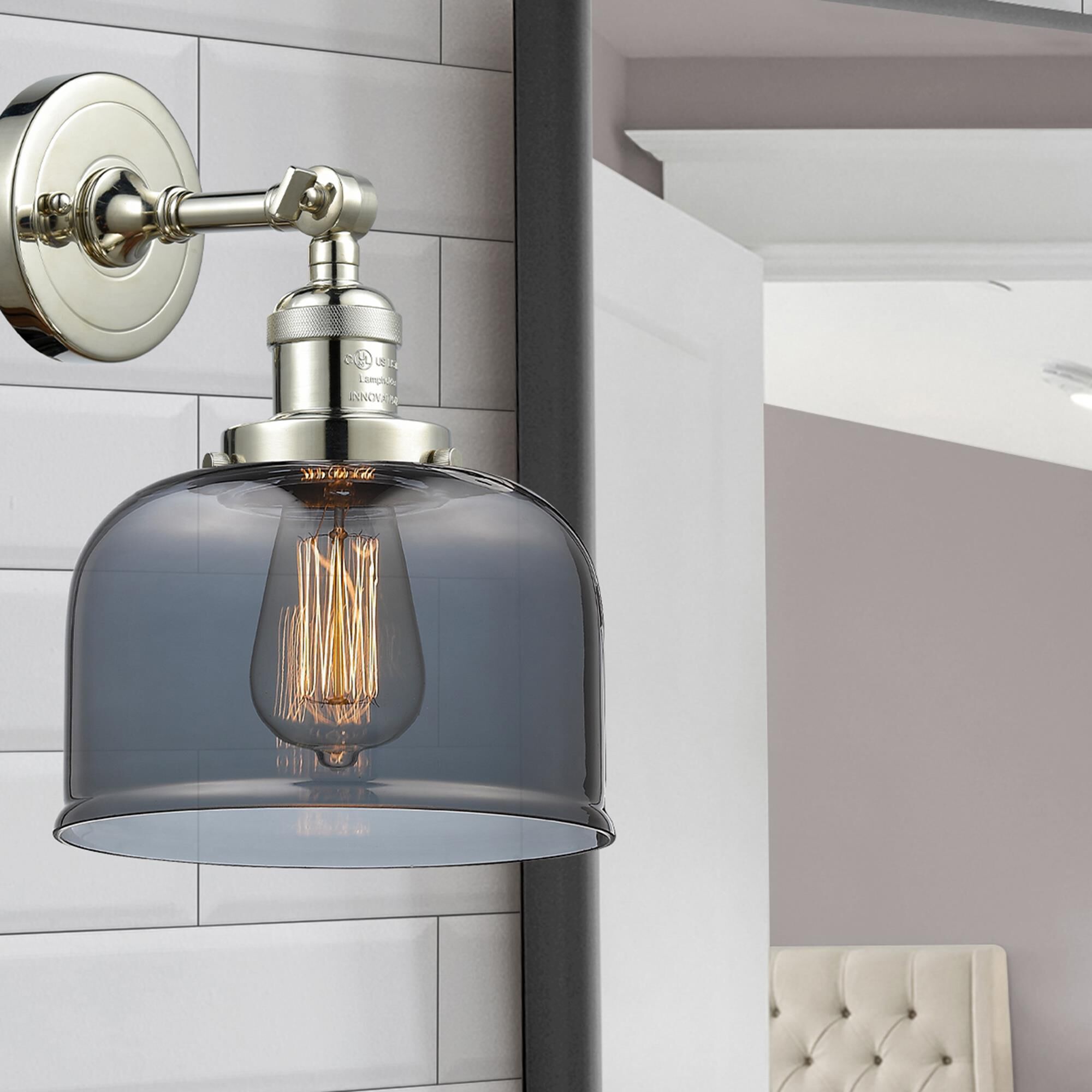 Shown in Polished Nickel finish and Plated Smoked glass