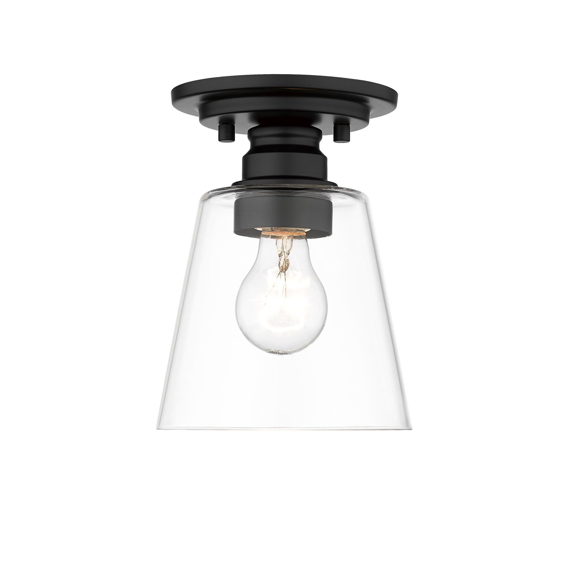 Shown in Matte Black finish and Glass shade