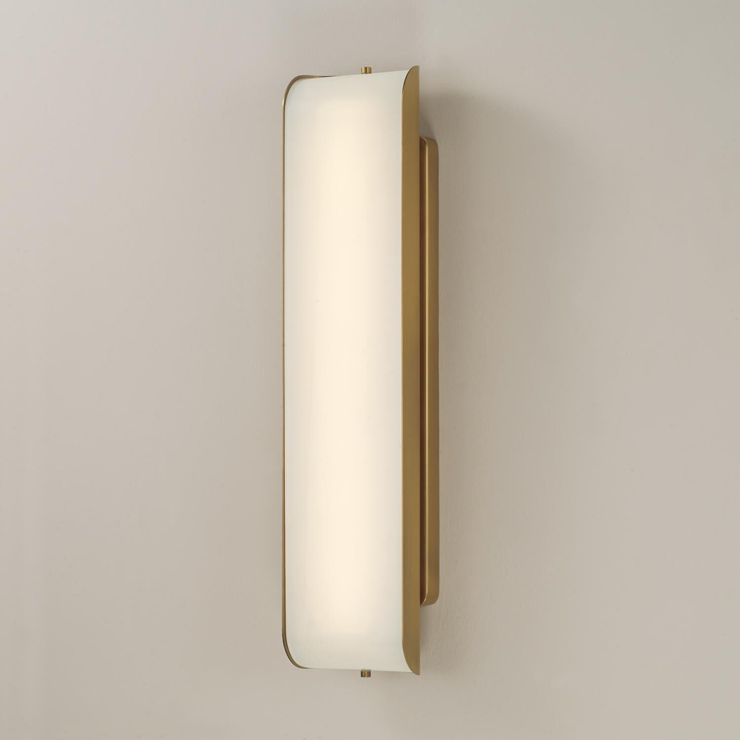 Shown in Aged Brass finish and White Milk glass