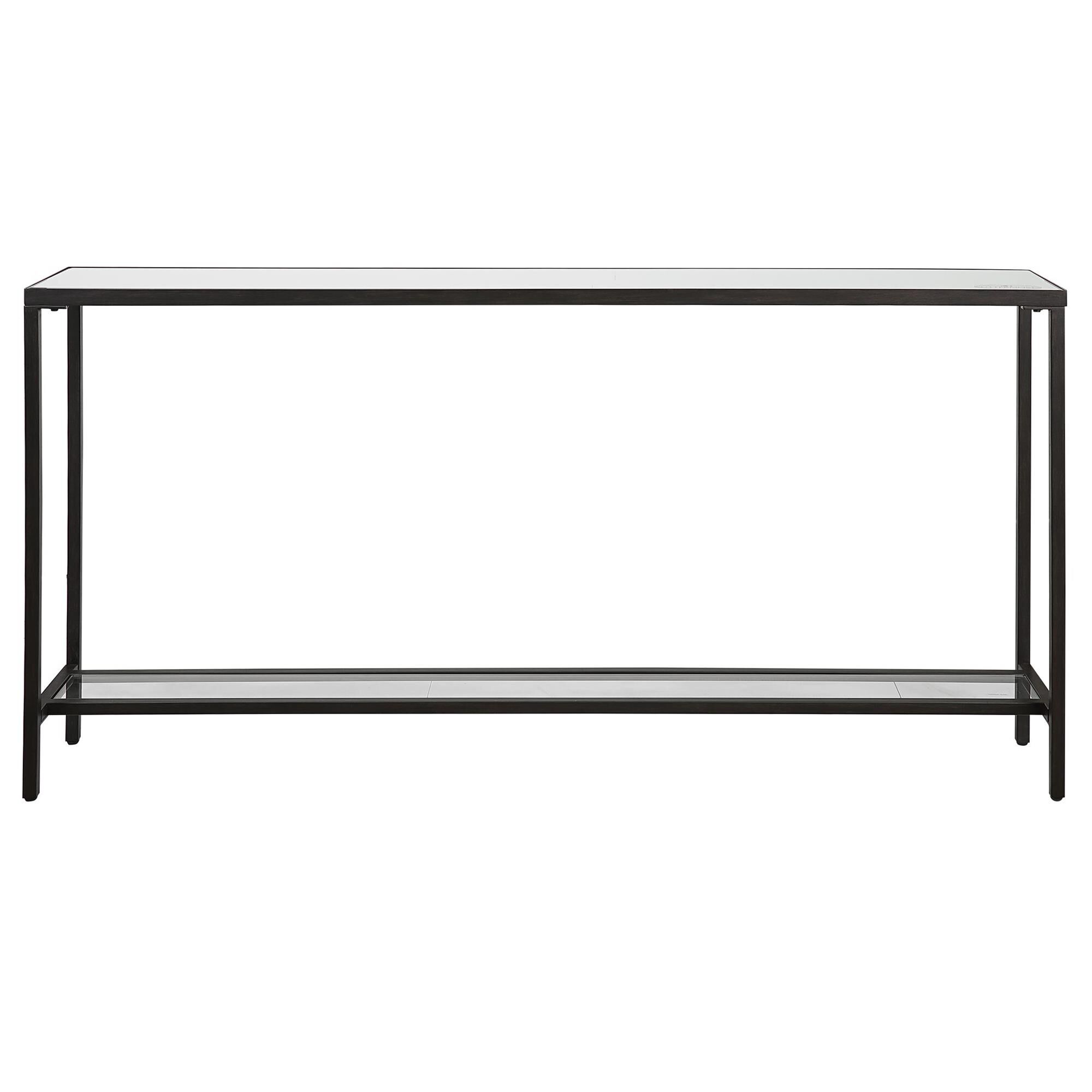 Shown in Classic And Minimalistic, This Narrow Console Table In Steel Is Finished With A Streamlined Matte Bl finish
