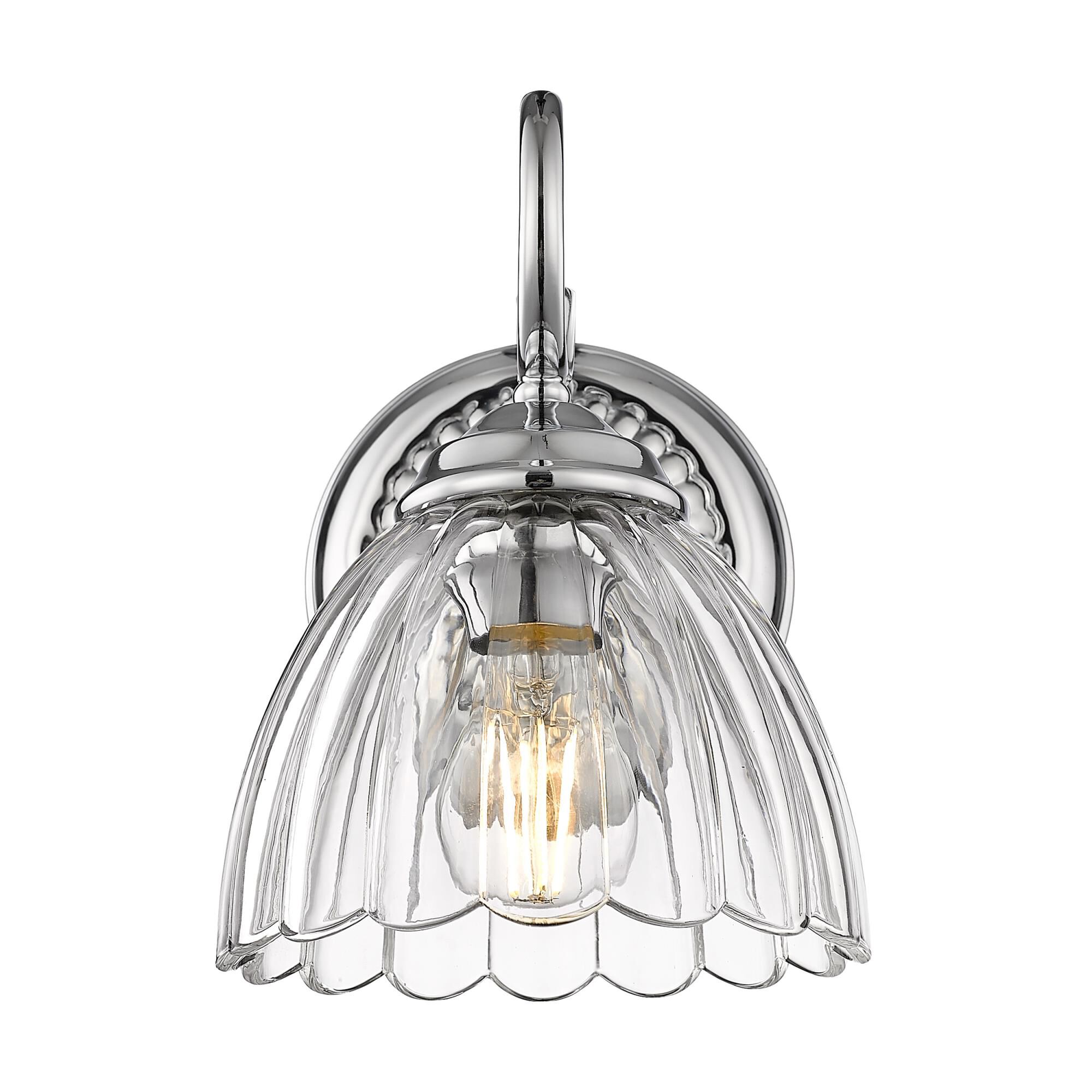 Shown in Chrome finish and Clear glass