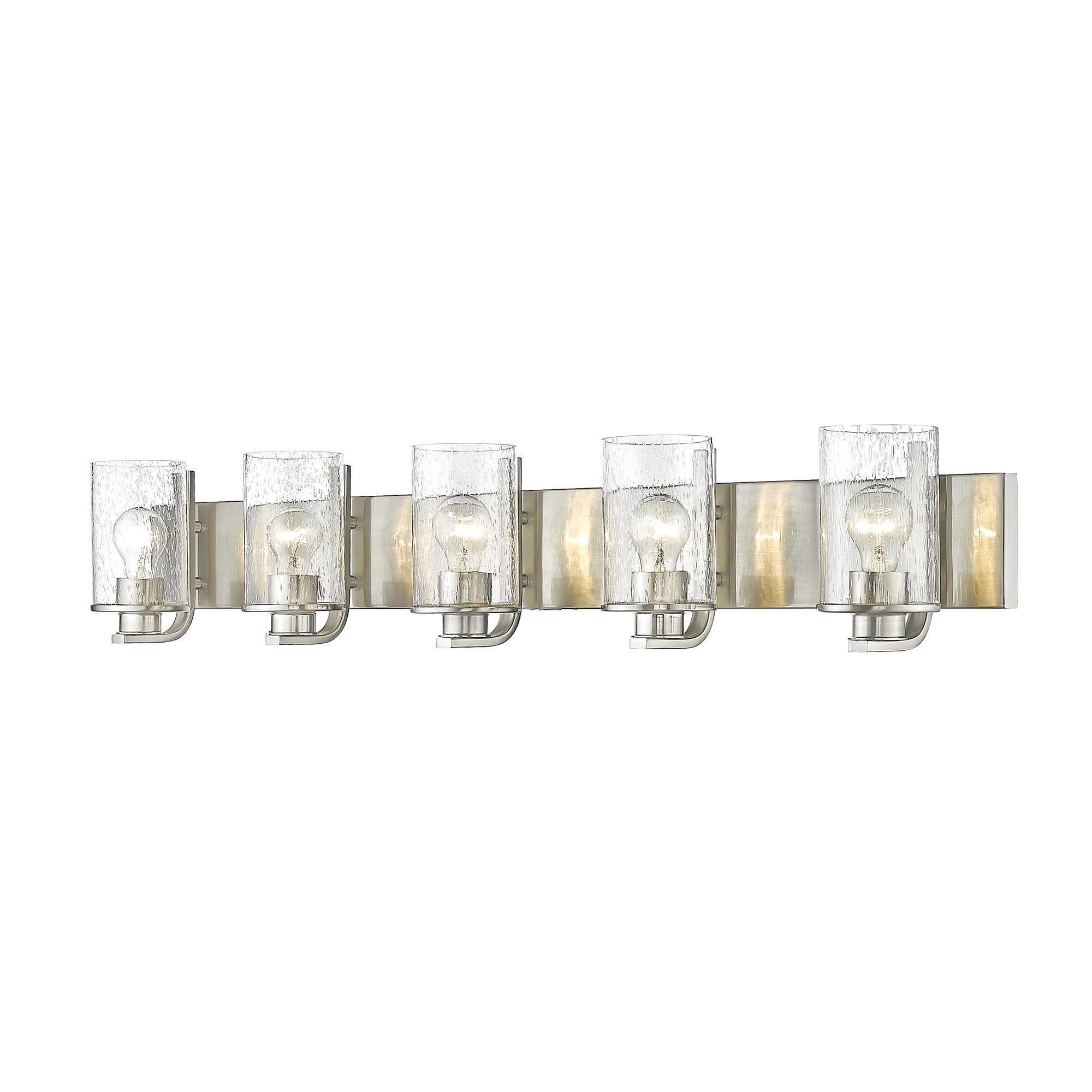 Shown in Brushed Nickel finish and Glass shade
