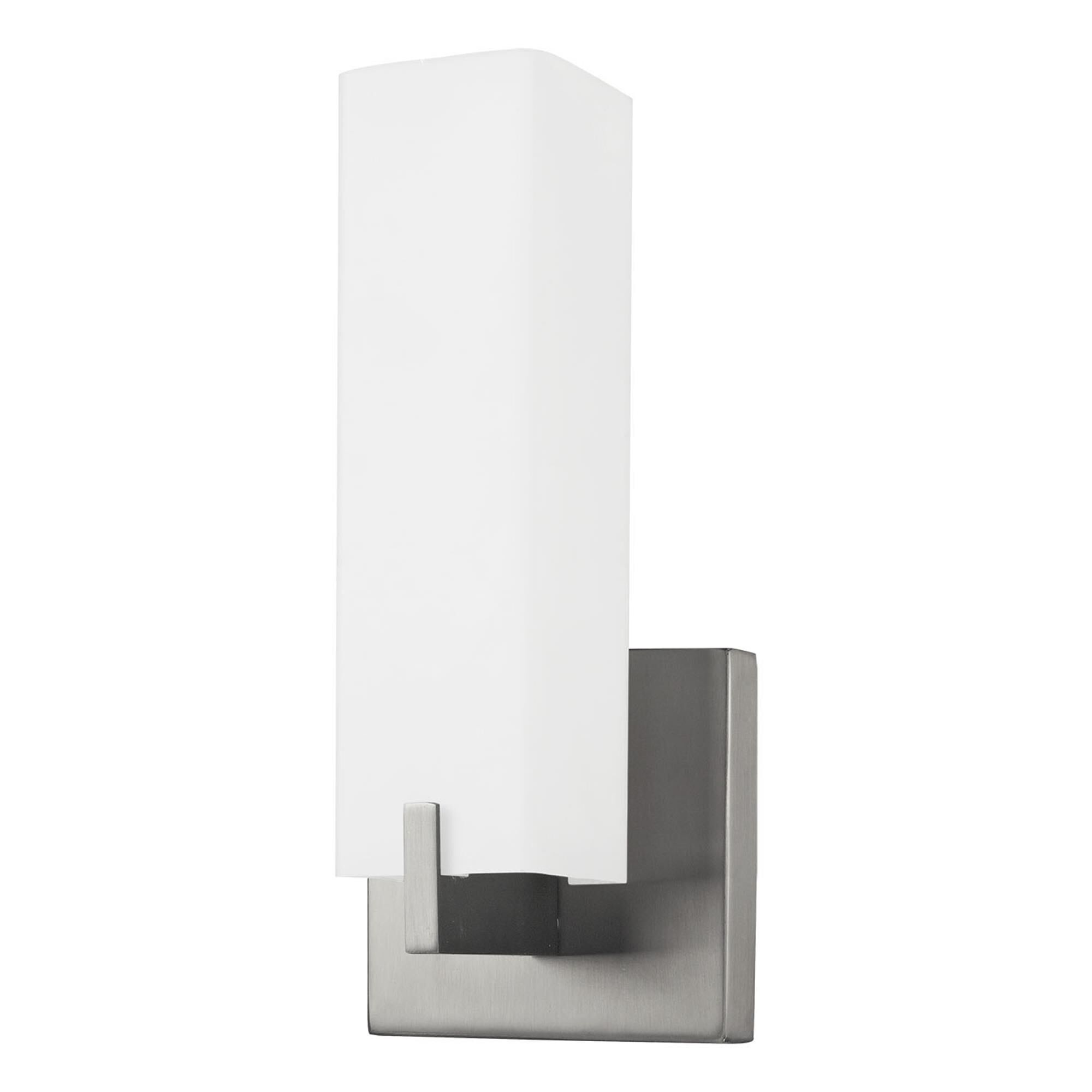 Shown in Brushed Nickel finish and White Opal glass