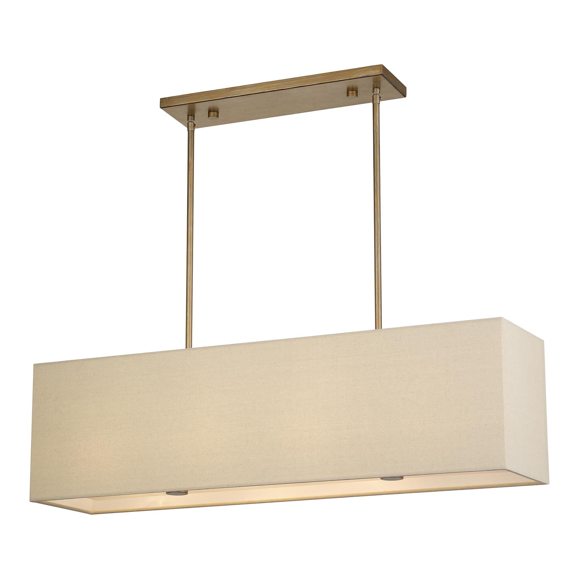 Shown in Antique Gold Leaf finish and Hand Crafted Parchment Color Hardback Fabric with White Color Inside shade