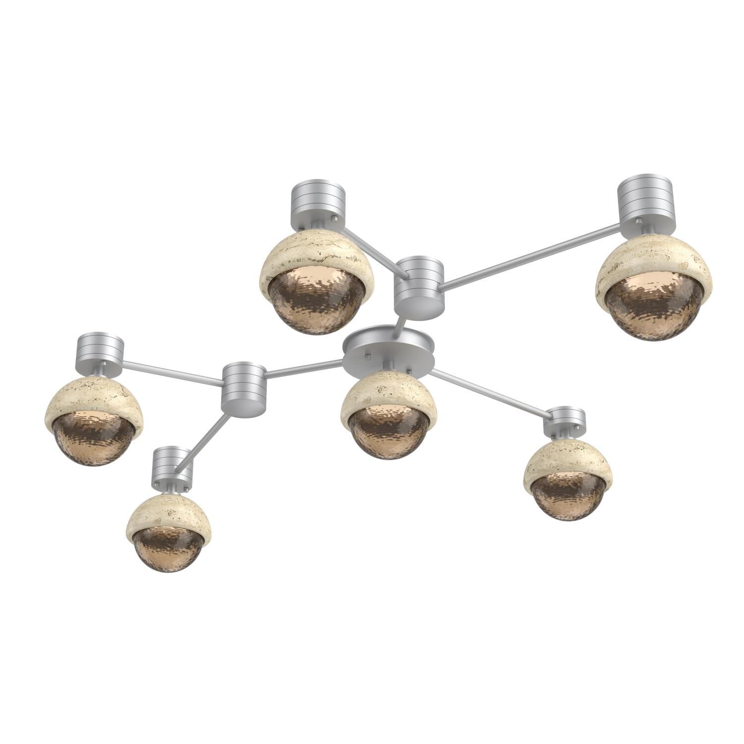Shown in Classic Silver finish and Bronze glass and Travertine Stone accent
