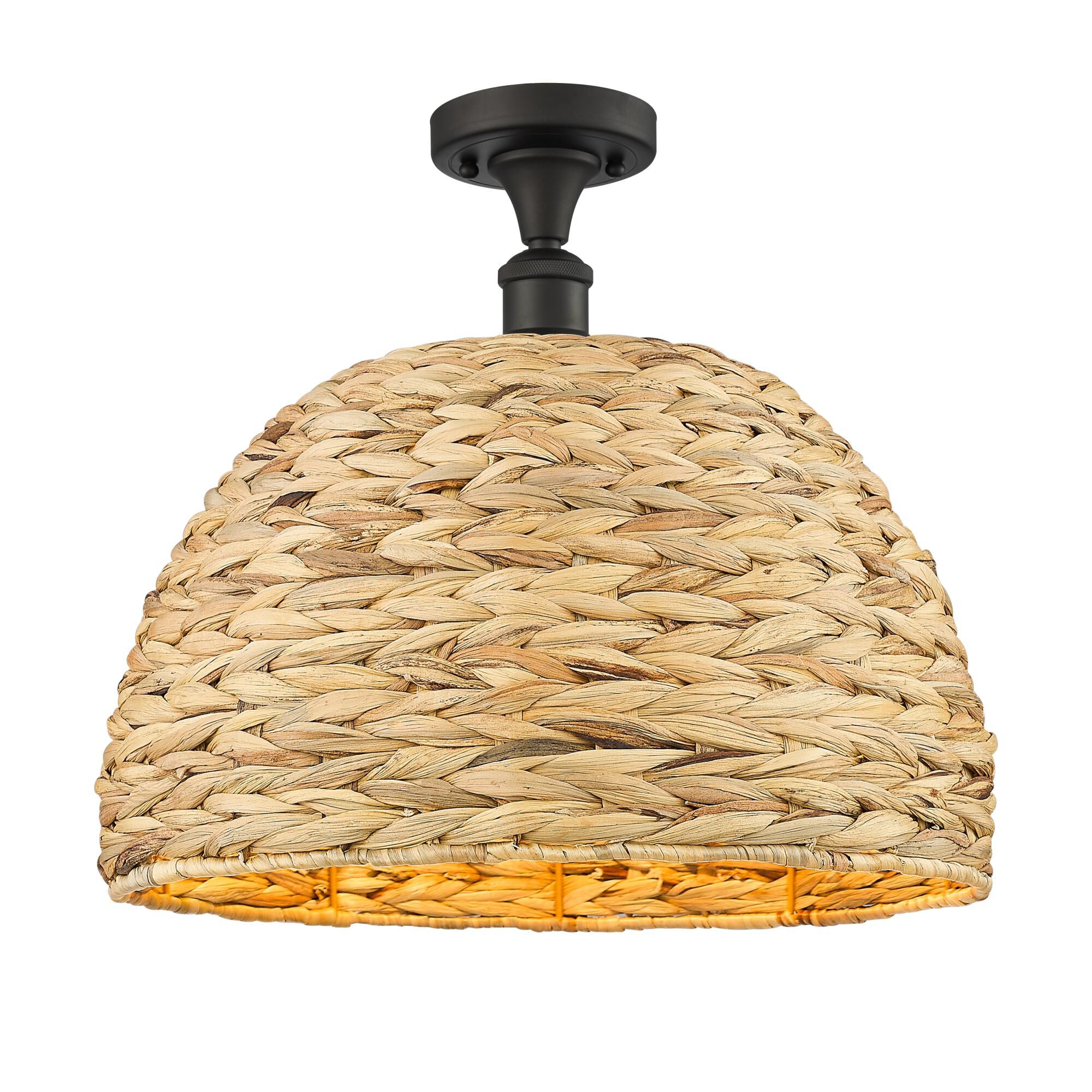 Shown in Oiled Brass finish and Natural Rattan Rattan shade
