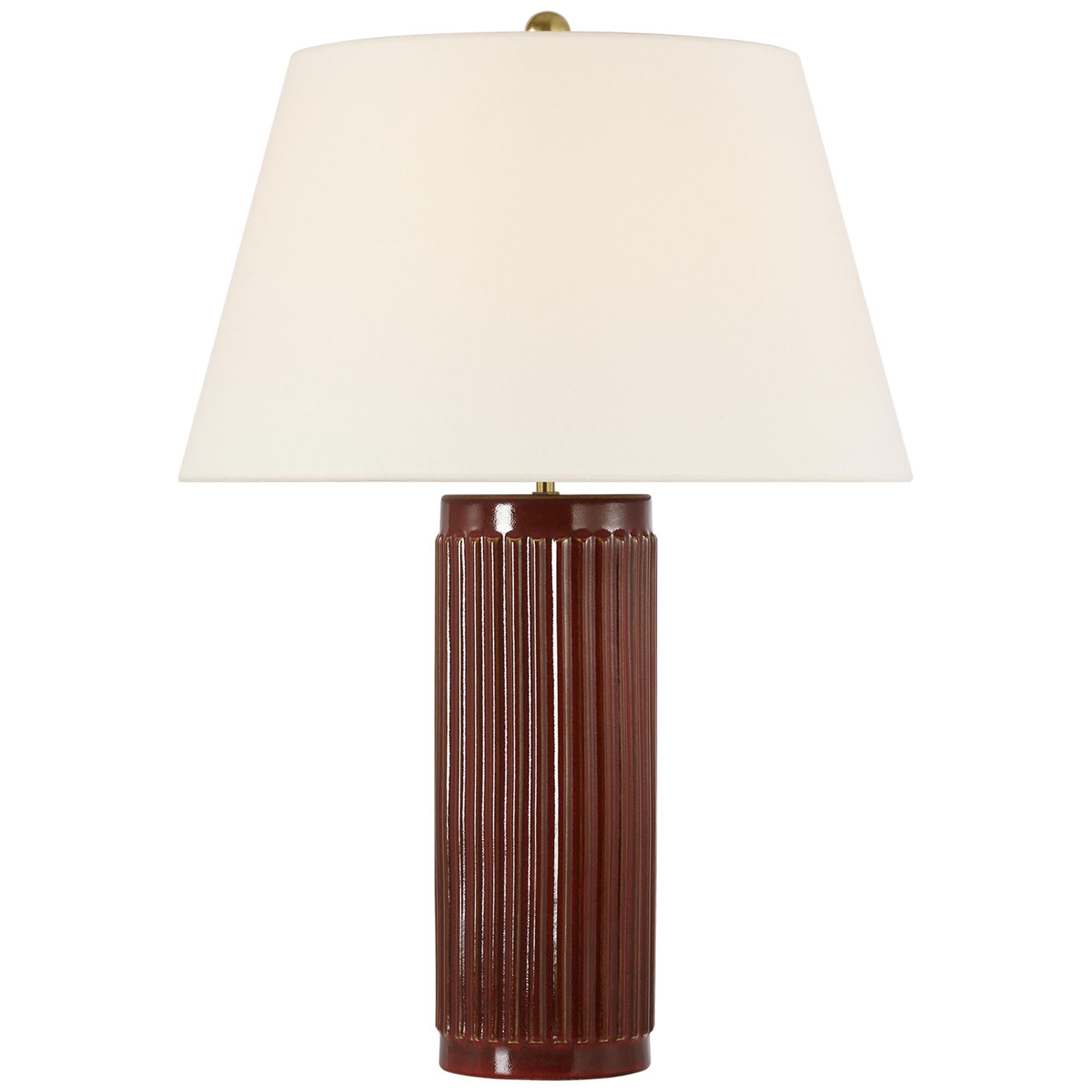 Shown in Pomegranate finish and Linen shade