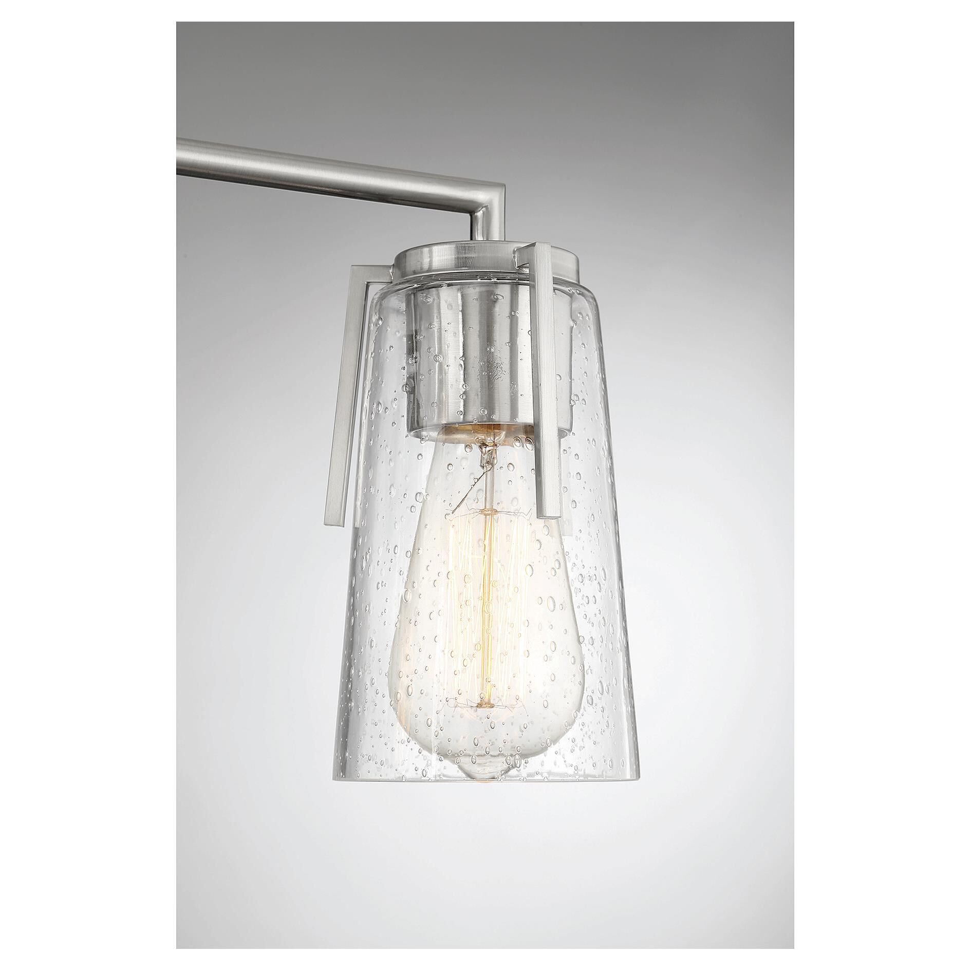 Shown in Satin Nickel finish and Clear Seeded glass