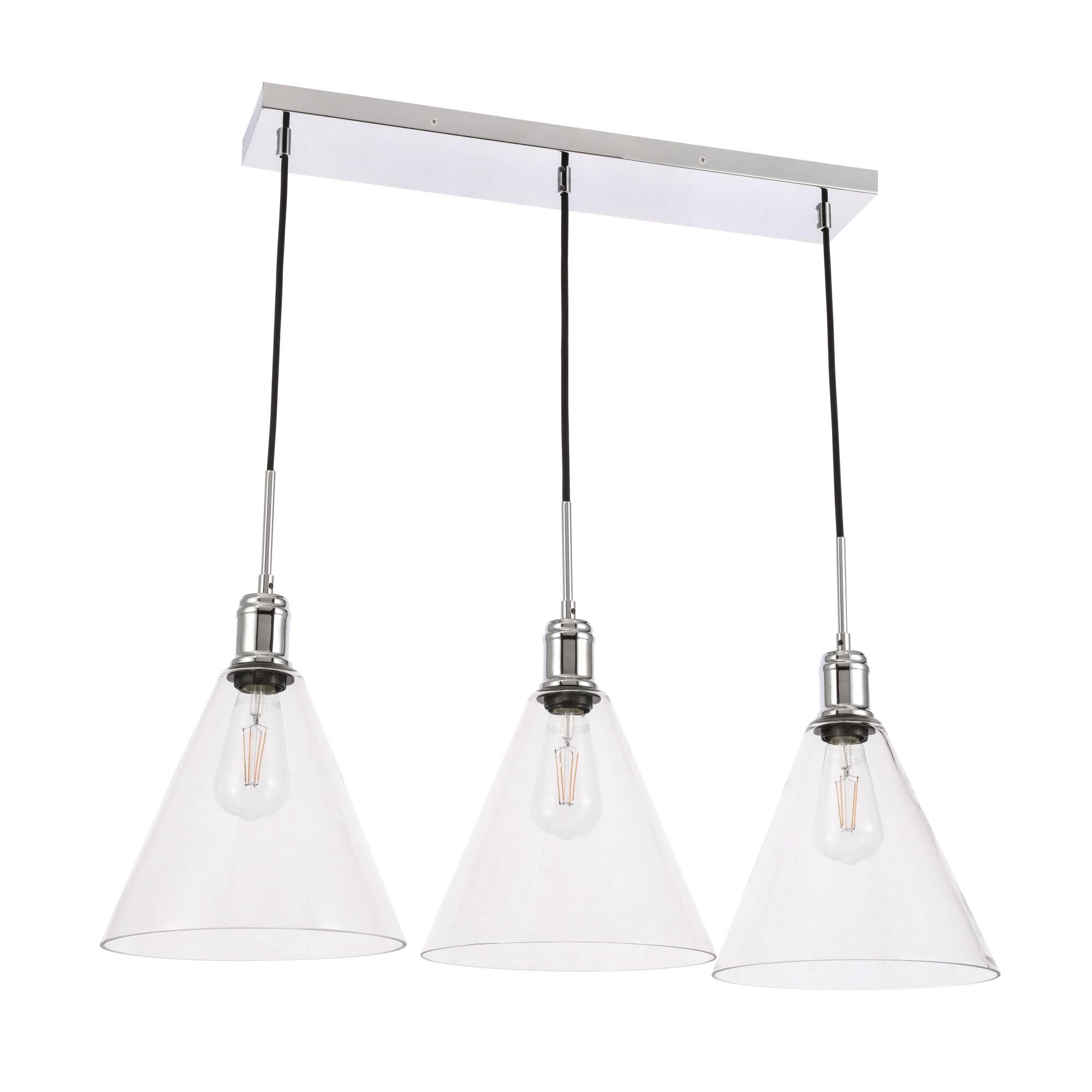 Hugh 36 Inch 3 Light Linear Suspension Light by Elegant Lighting