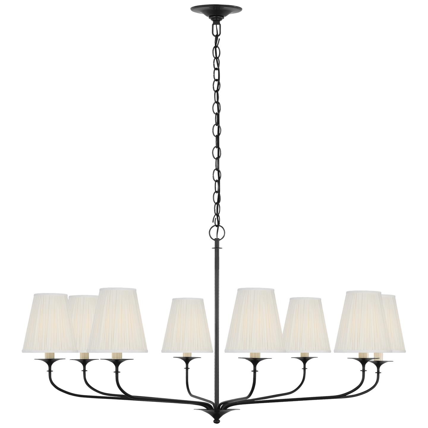 Shown in Bronze finish and Silk Pleated shade