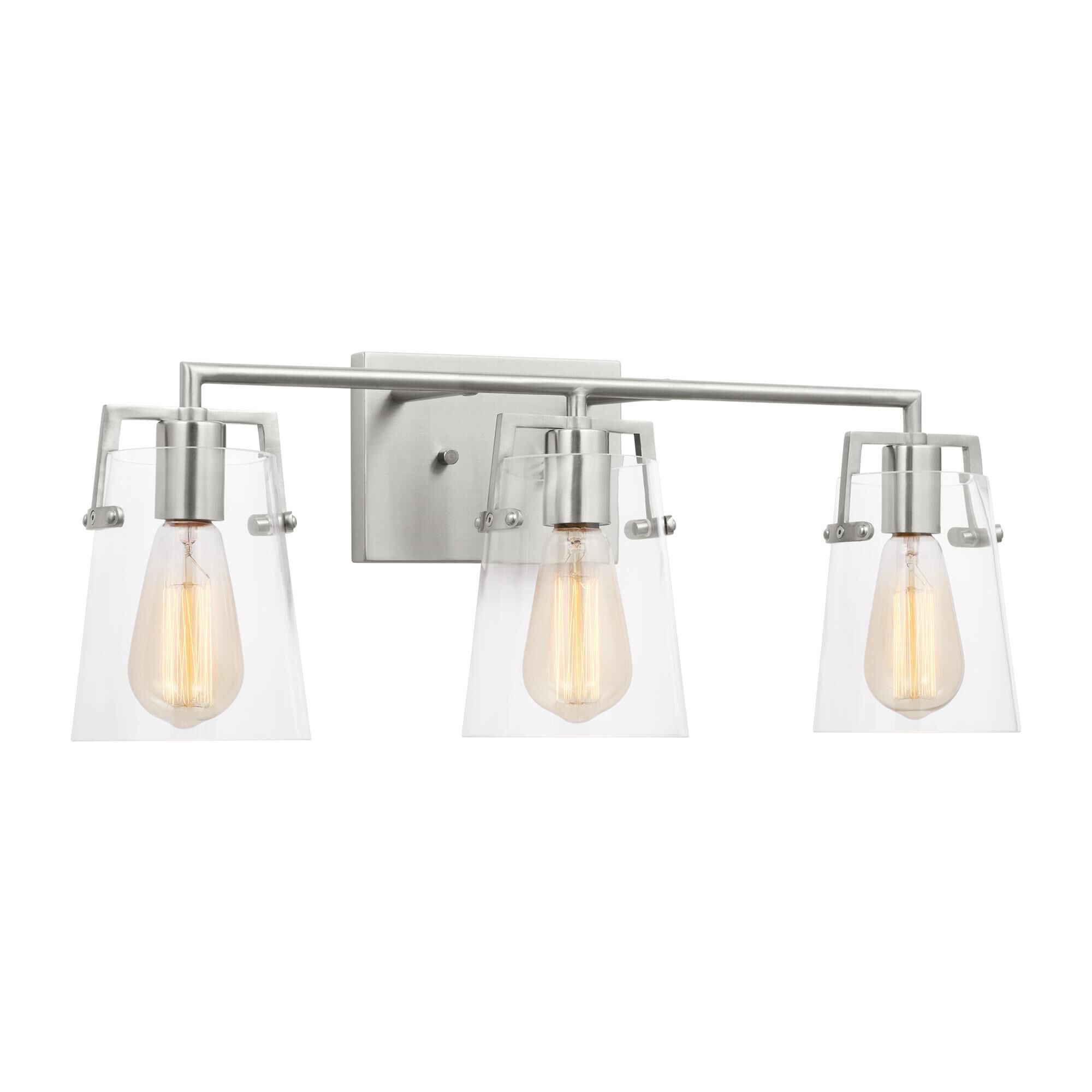 Shown in Brushed Steel finish and Clear Glass s shade