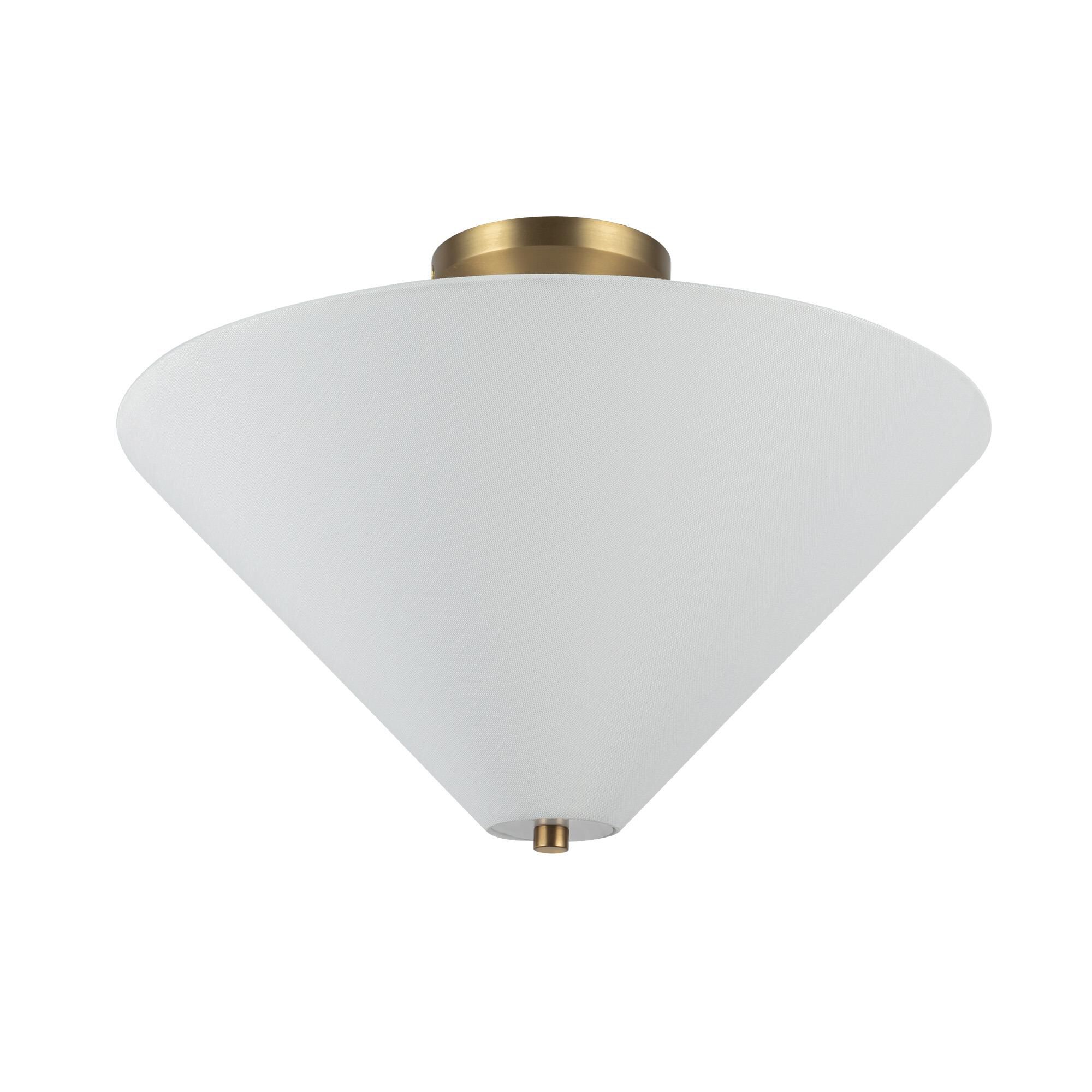 Shown in Brushed Gold finish and White Acrylic Diffuser glass and White Linen shade