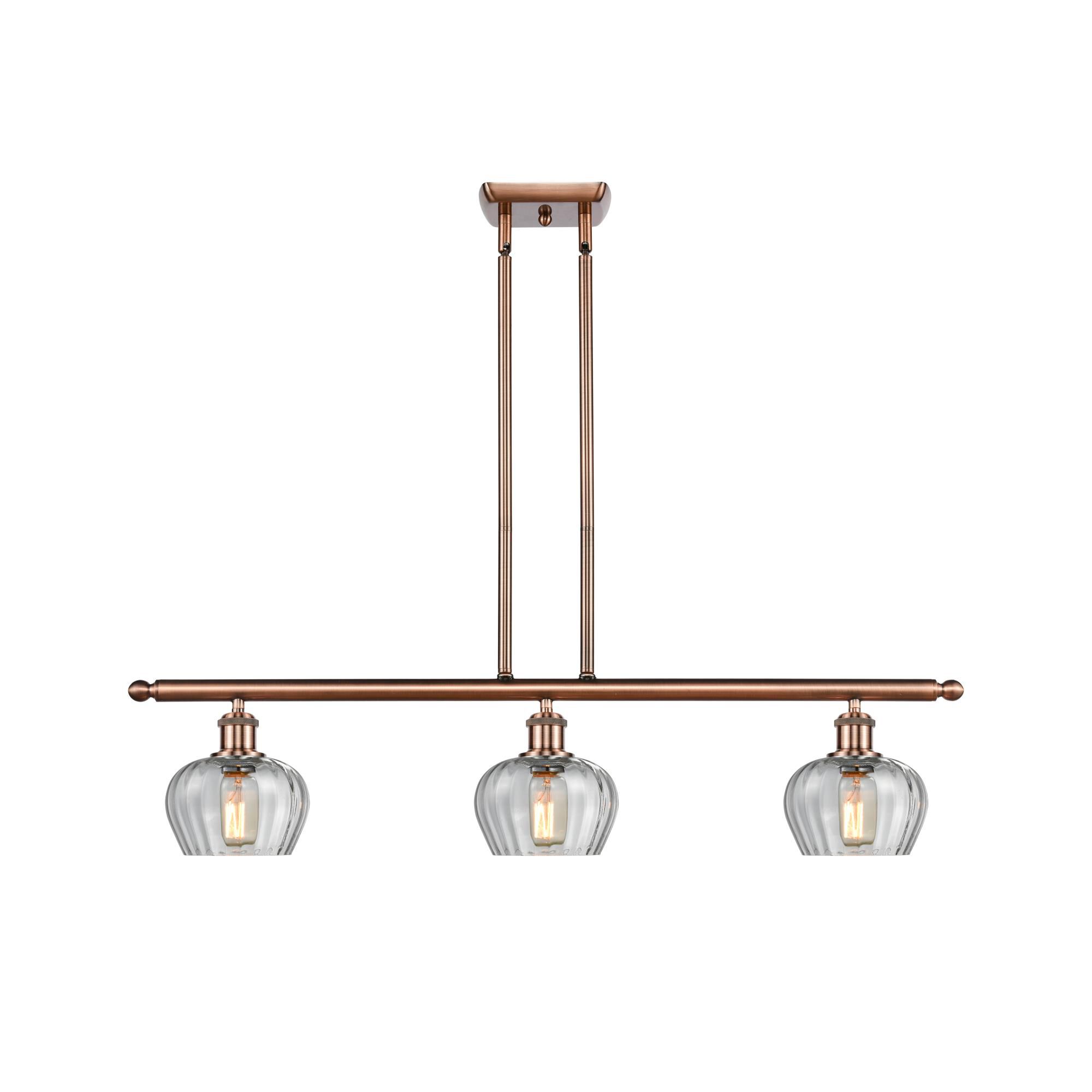 Shown in Antique Copper finish and Bowl glass and Glass shade
