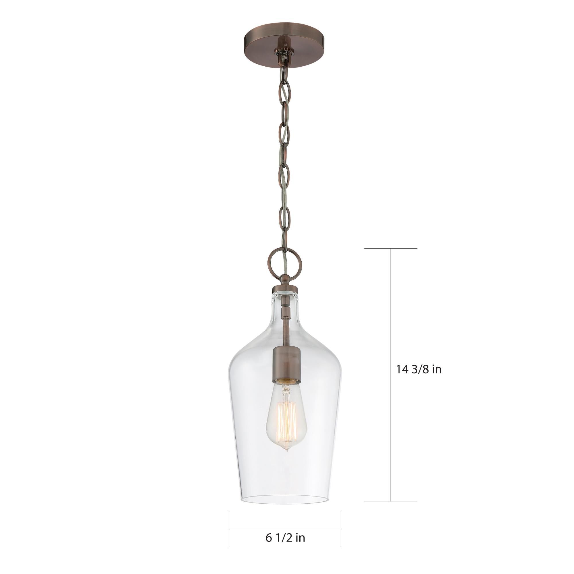 Shown in Antique Copper finish and Clear glass