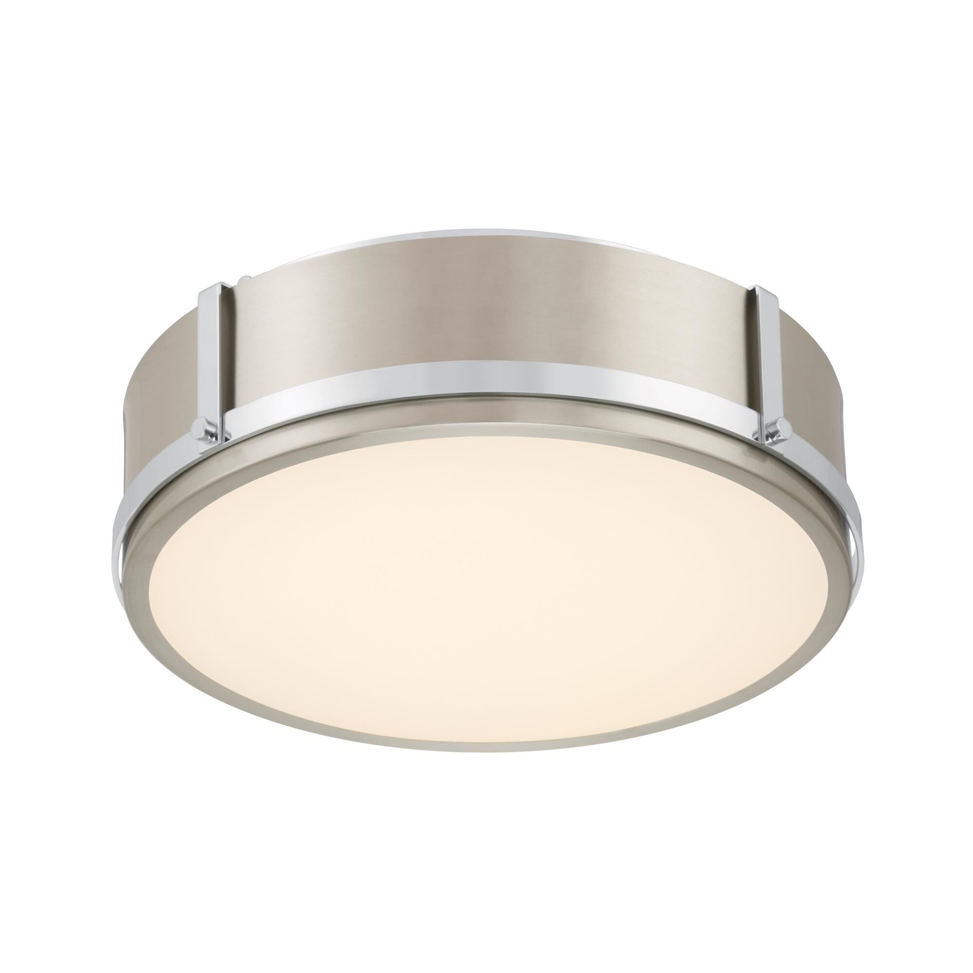 Shown in Chrome and Brushed Nickel finish and Etched Opal glass