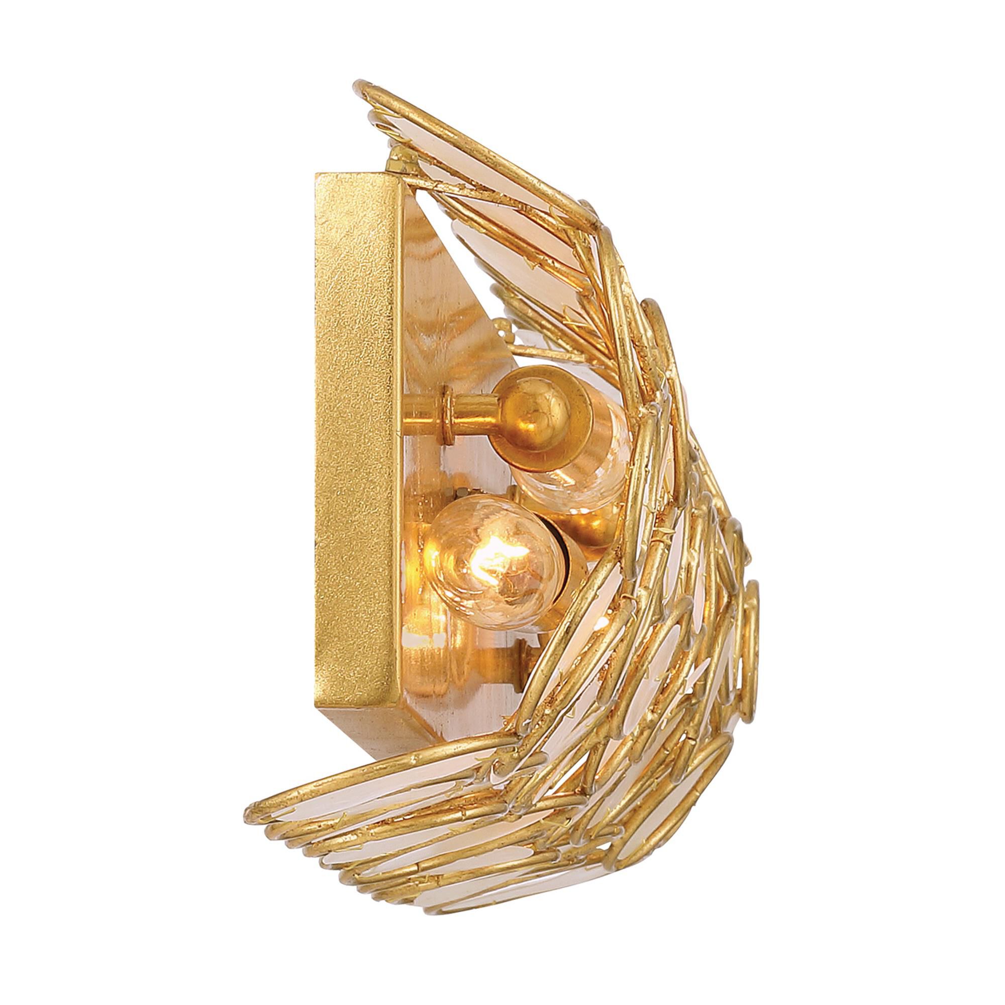 Shown in Antique Gold finish and Capiz Shell crystal