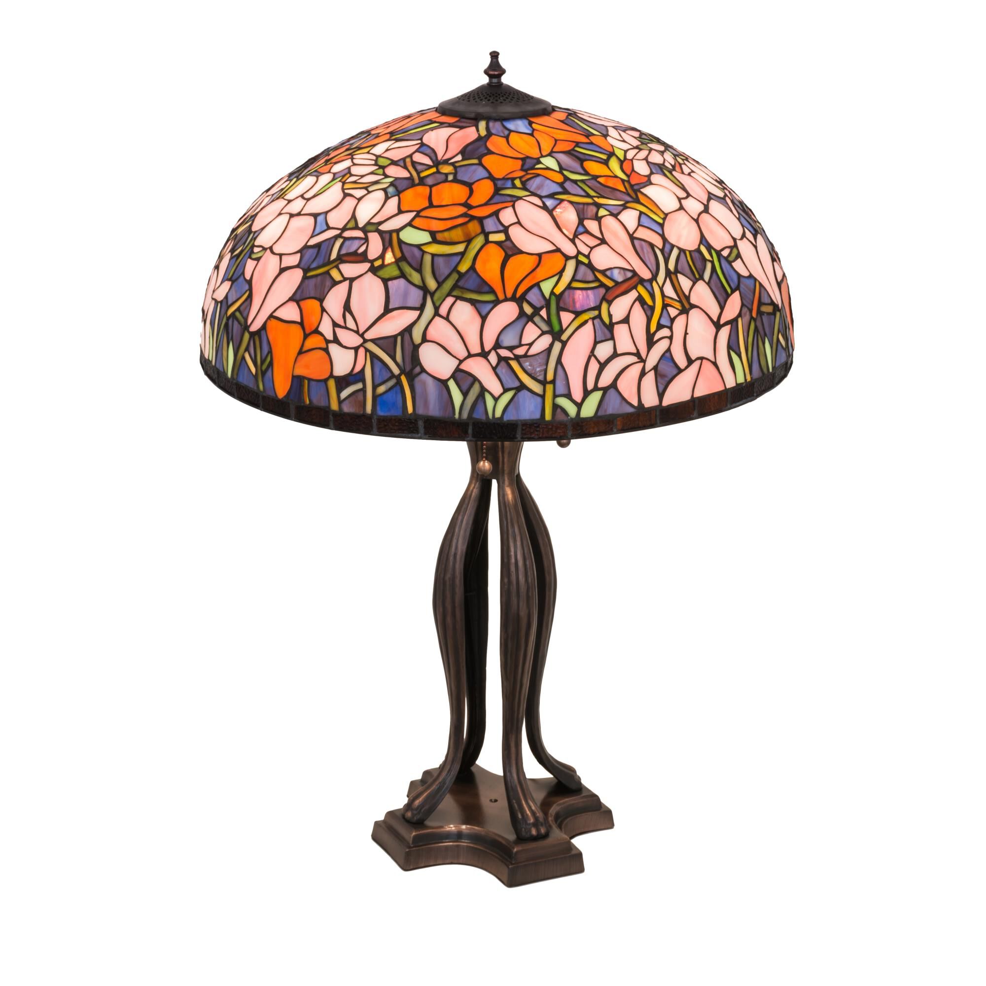 Shown in Mahogany Bronze finish and Plum Pink-Apricot-Dusky Azure glass