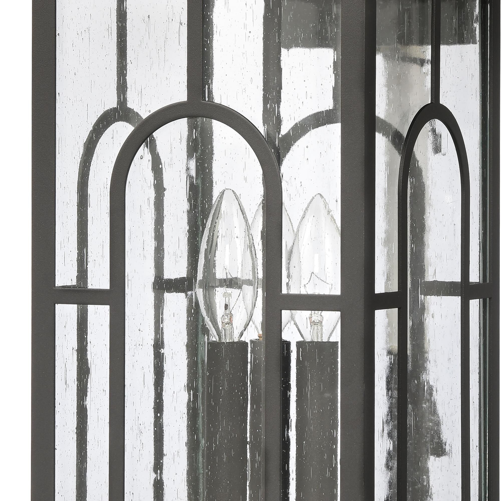 Shown in Black finish and Clear Seeded glass