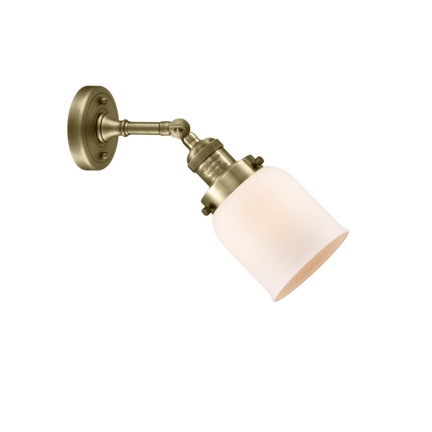 Shown in Antique Brass finish and Frosted glass and None accent