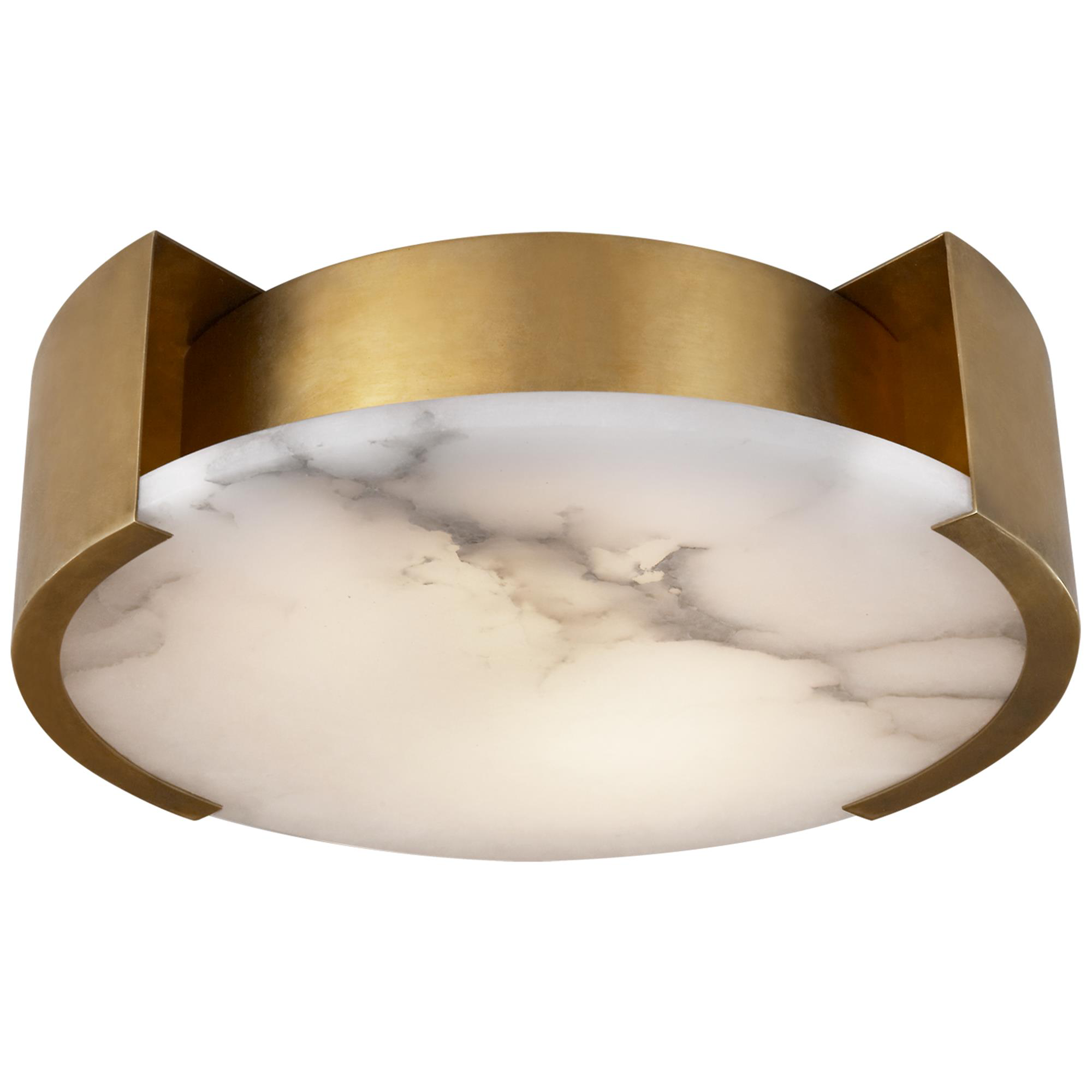 Shown in Antique-Burnished Brass finish and Alabaster glass