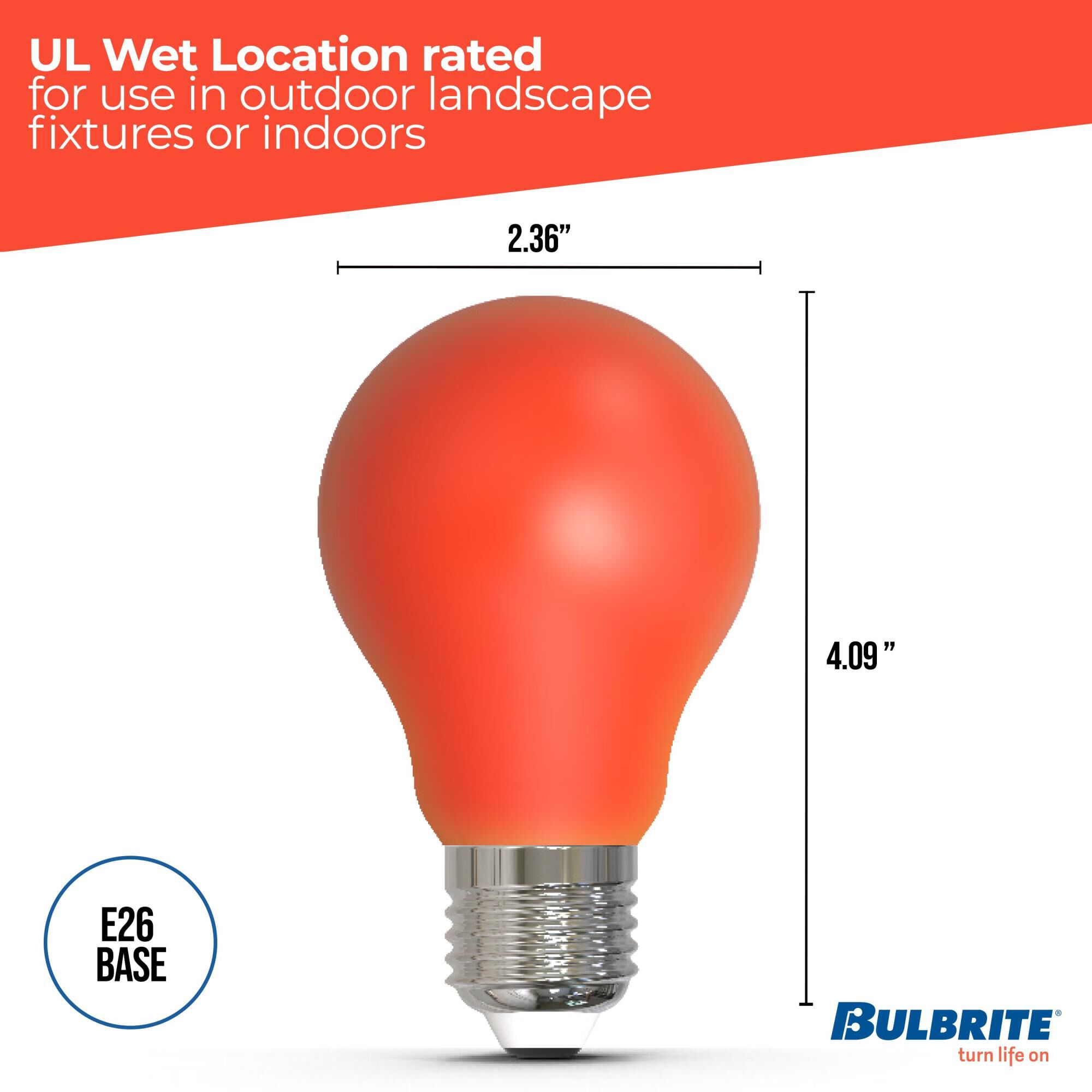 Ceramic Red A19 Base E26 LED Light Bulb,