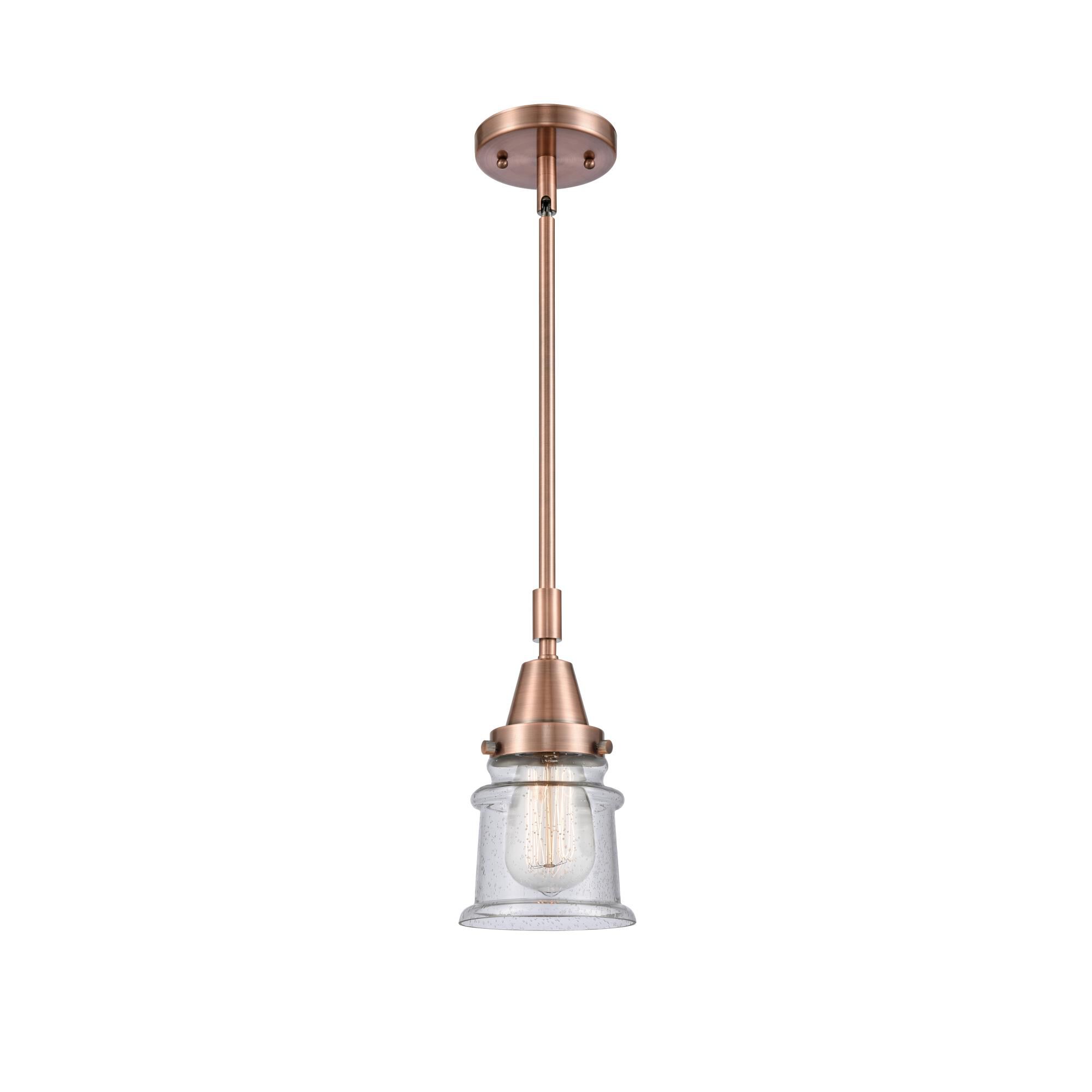 Shown in Antique Copper finish and Seedy Canton glass