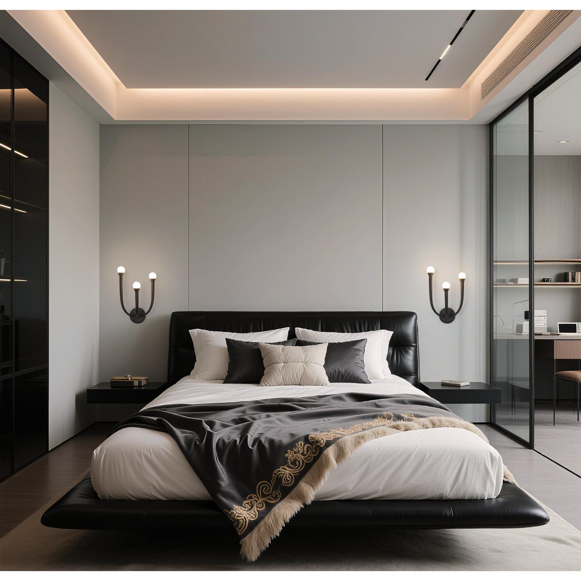 Shown in Plaster Black finish and Opal glass