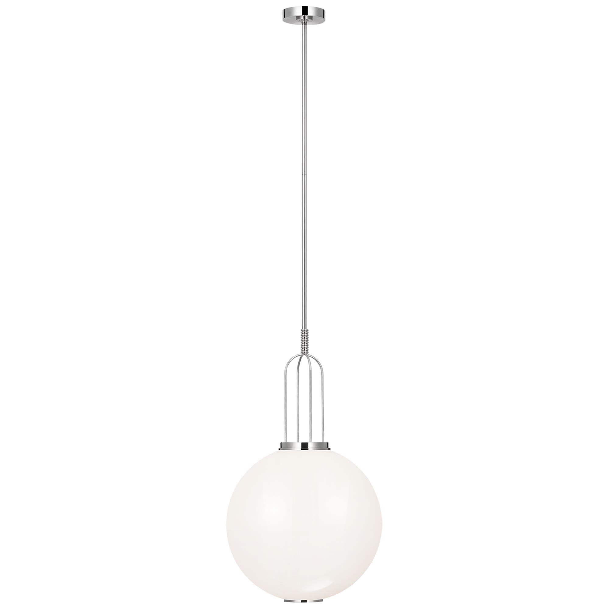 Shown in Polished Nickel finish and White glass
