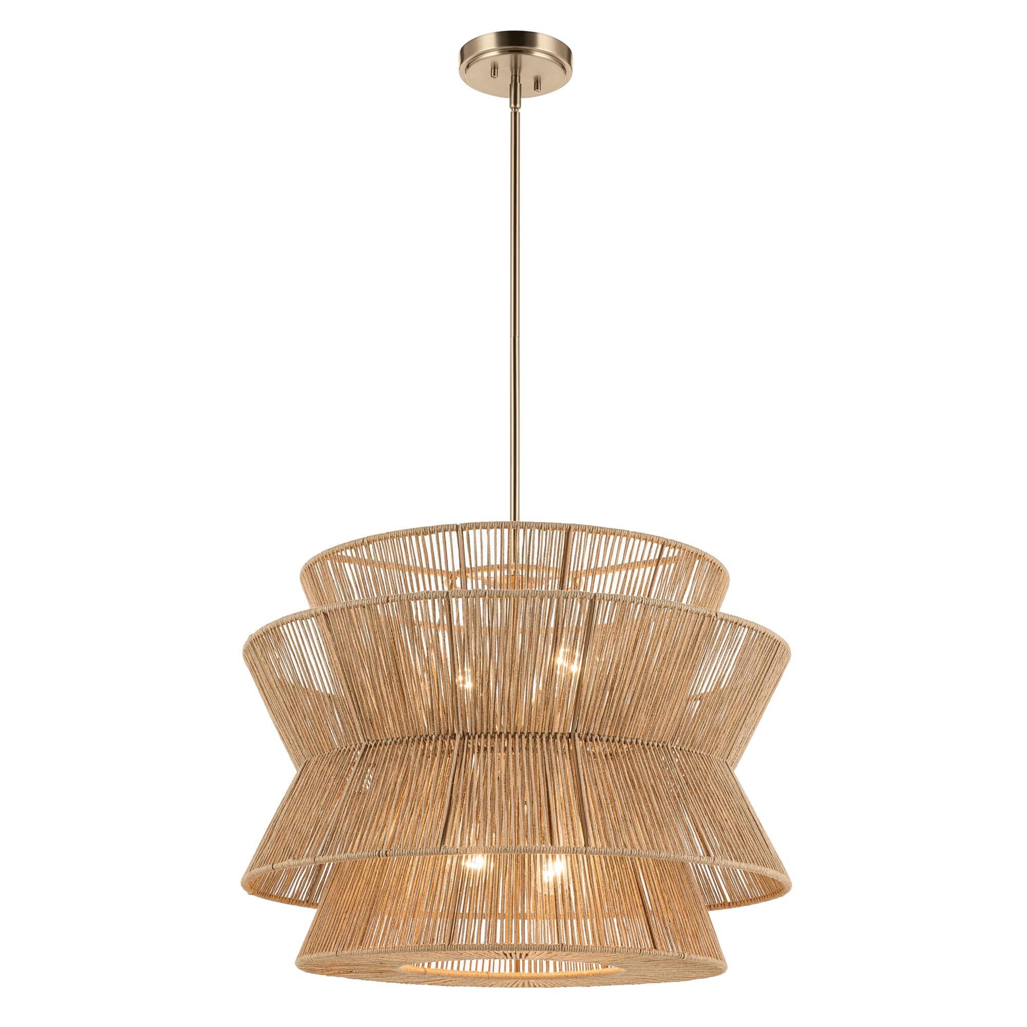 Shown in Champagne Bronze finish and Natural Fibers Textured shade